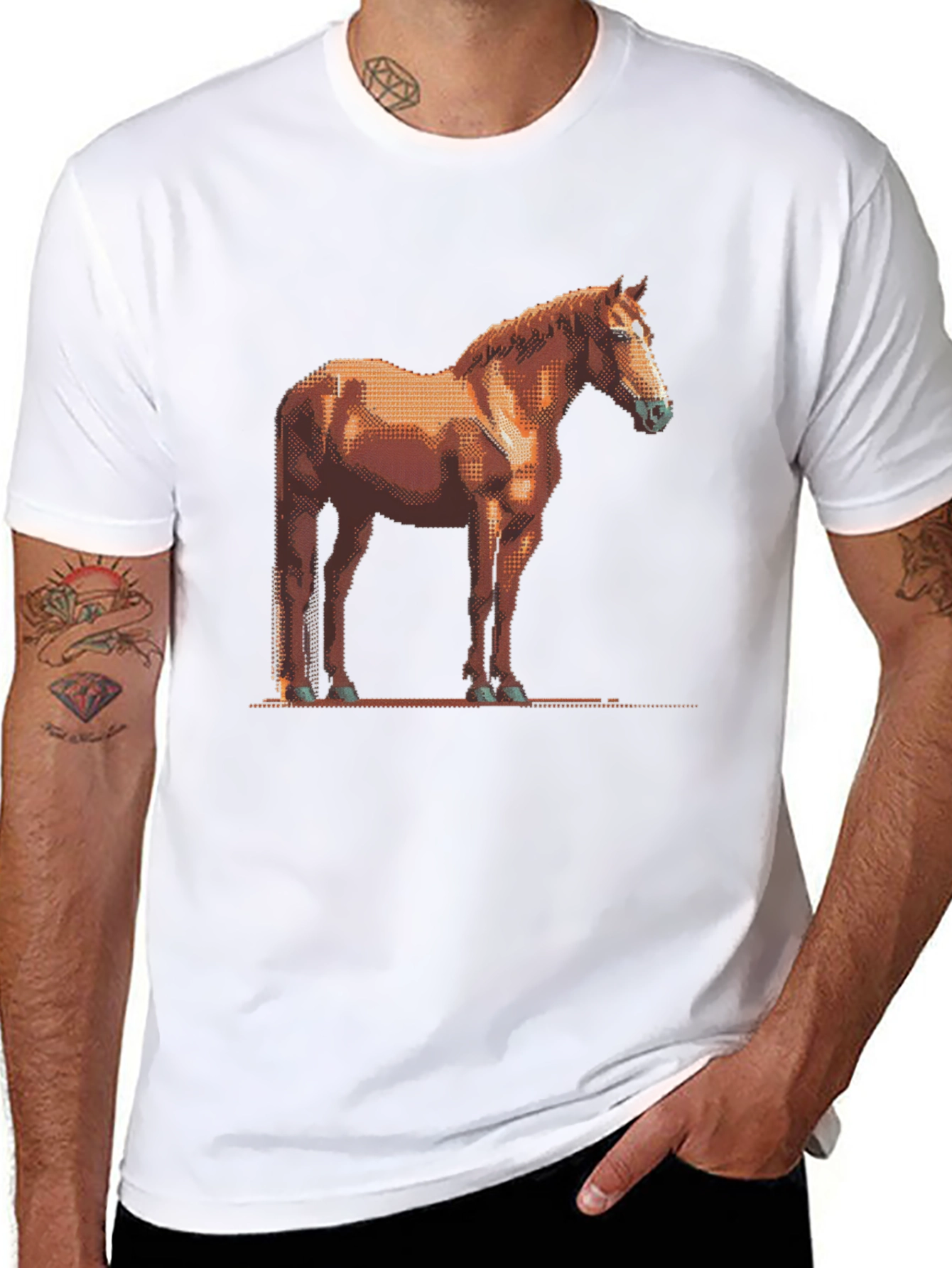 Pixelated Horse Graphic Tee - Unisex