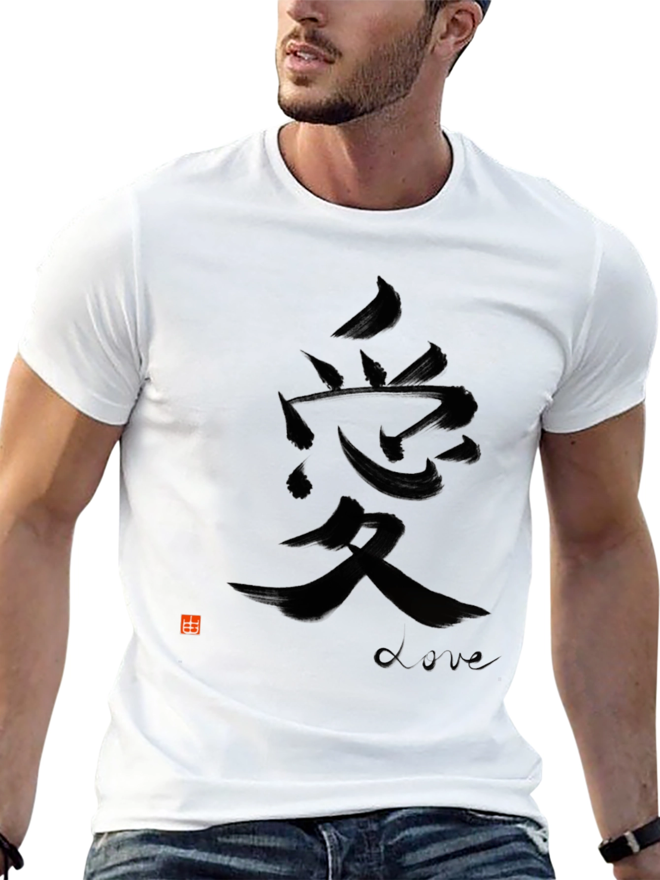 Black T-Shirt with Asian Love Symbol