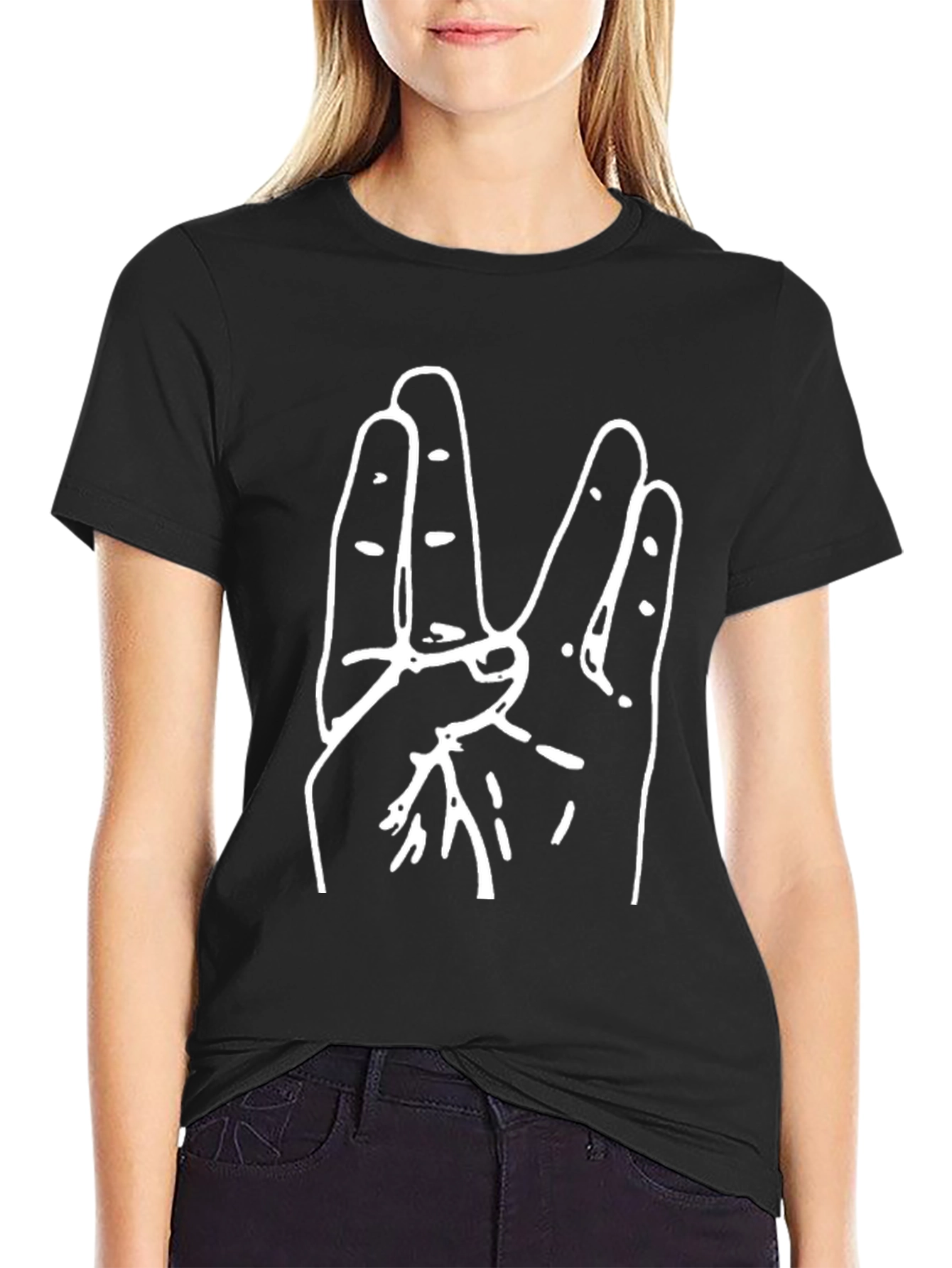 Hand Sign Graphic Tee - Black