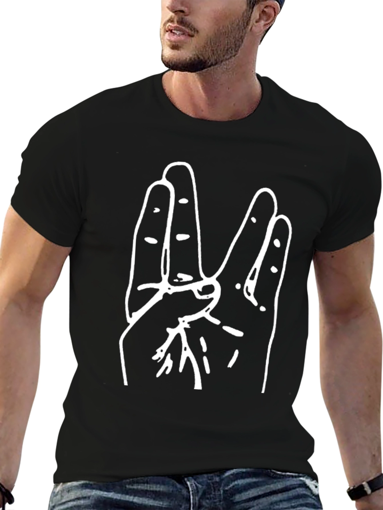 Hand Sign Graphic Tee - Black
