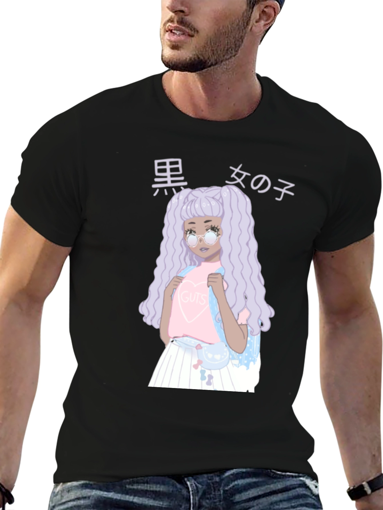 Anime Girl Graphic Black T-Shirt - Unique Fashion Tee