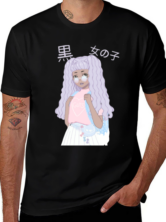 Anime Girl Graphic Black T-Shirt - Unique Fashion Tee