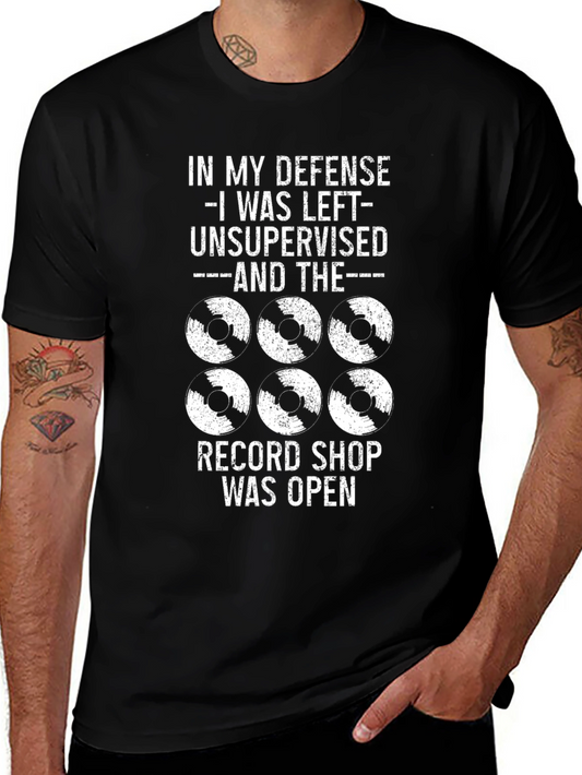 Funny Record Shop T-Shirt - In My Defense Graphic Tee