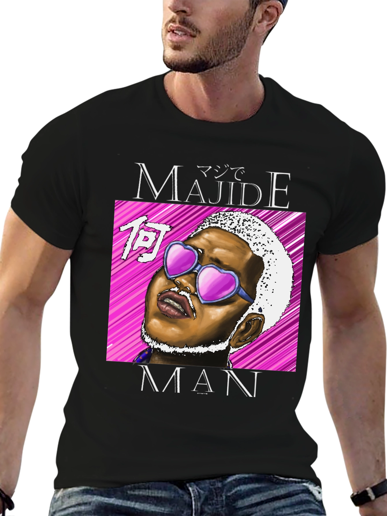Majide Man T-Shirt - Black Graphic Tee