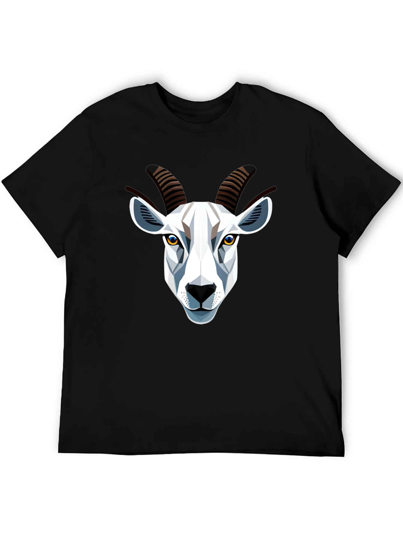 Geometric Goat Head Graphic T-Shirt - Black