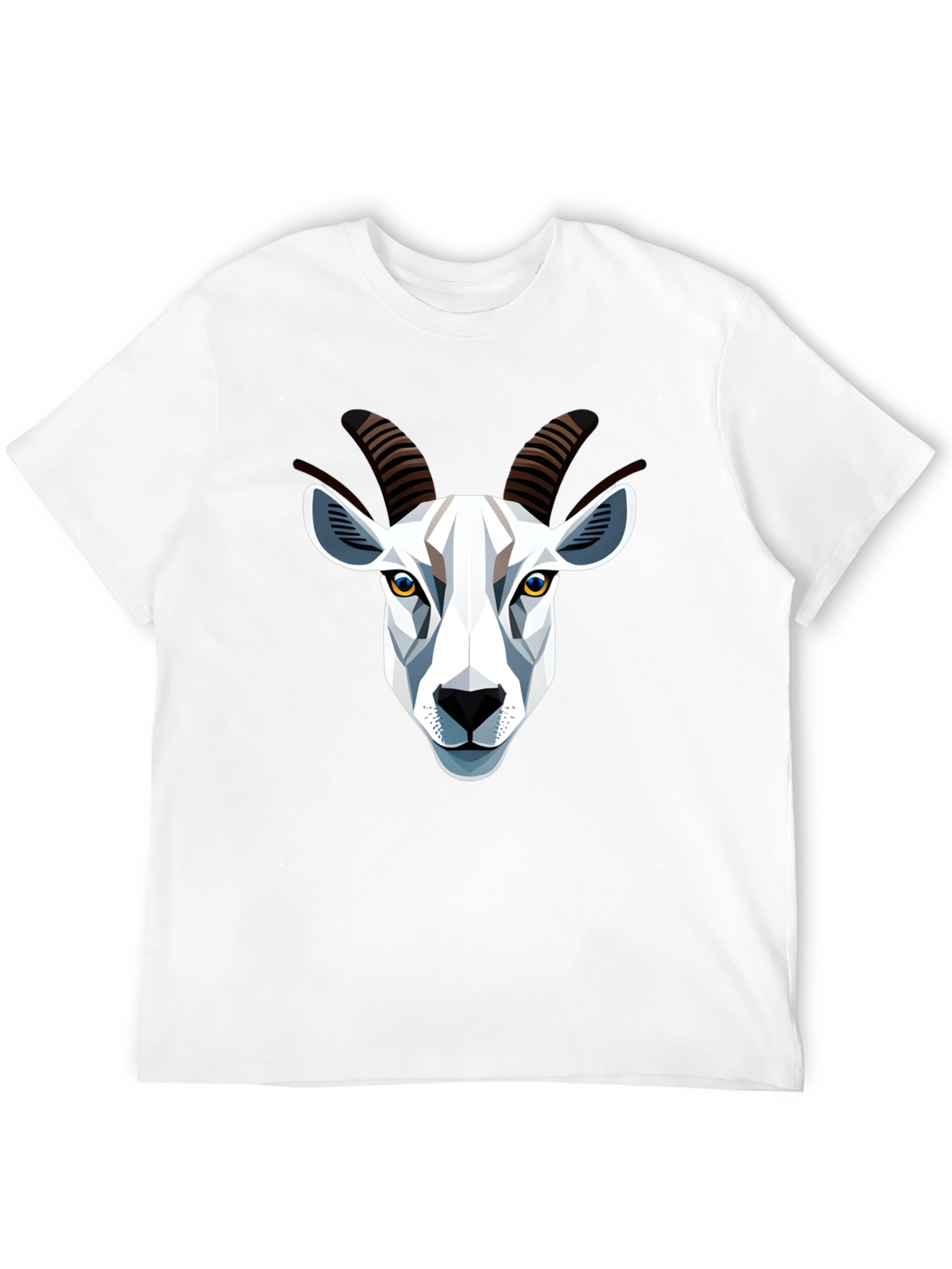 Geometric Goat Head Graphic T-Shirt - Black