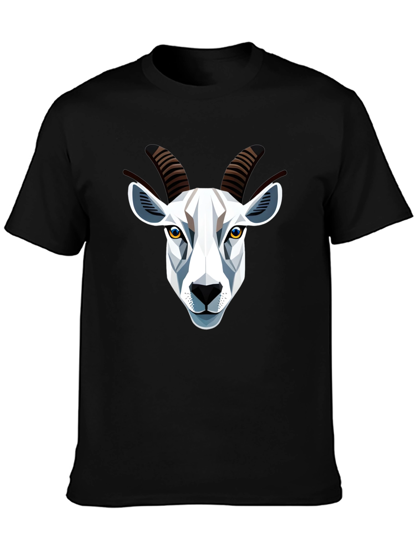 Geometric Goat Head Graphic T-Shirt - Black