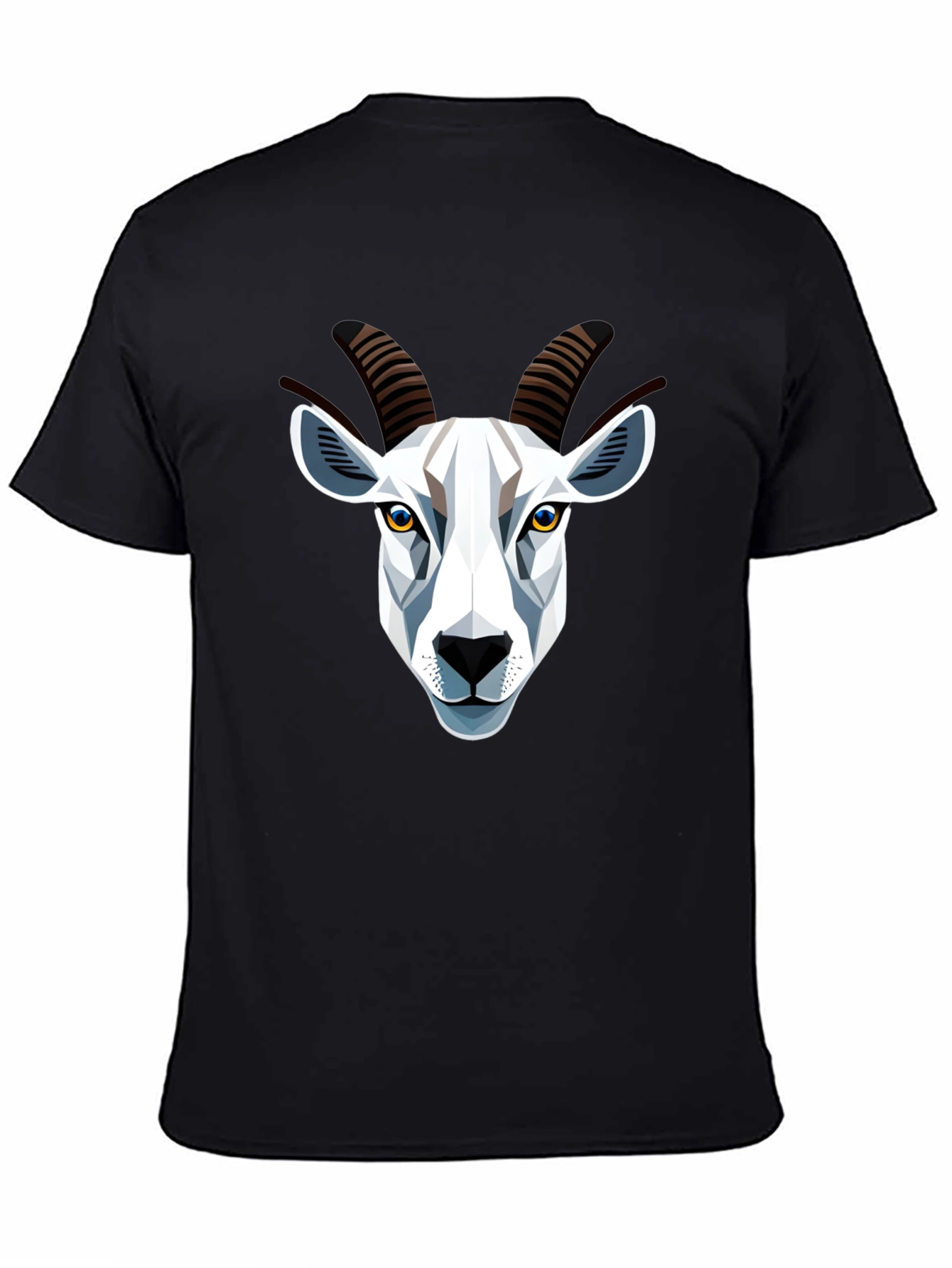 Geometric Goat Head Graphic T-Shirt - Black