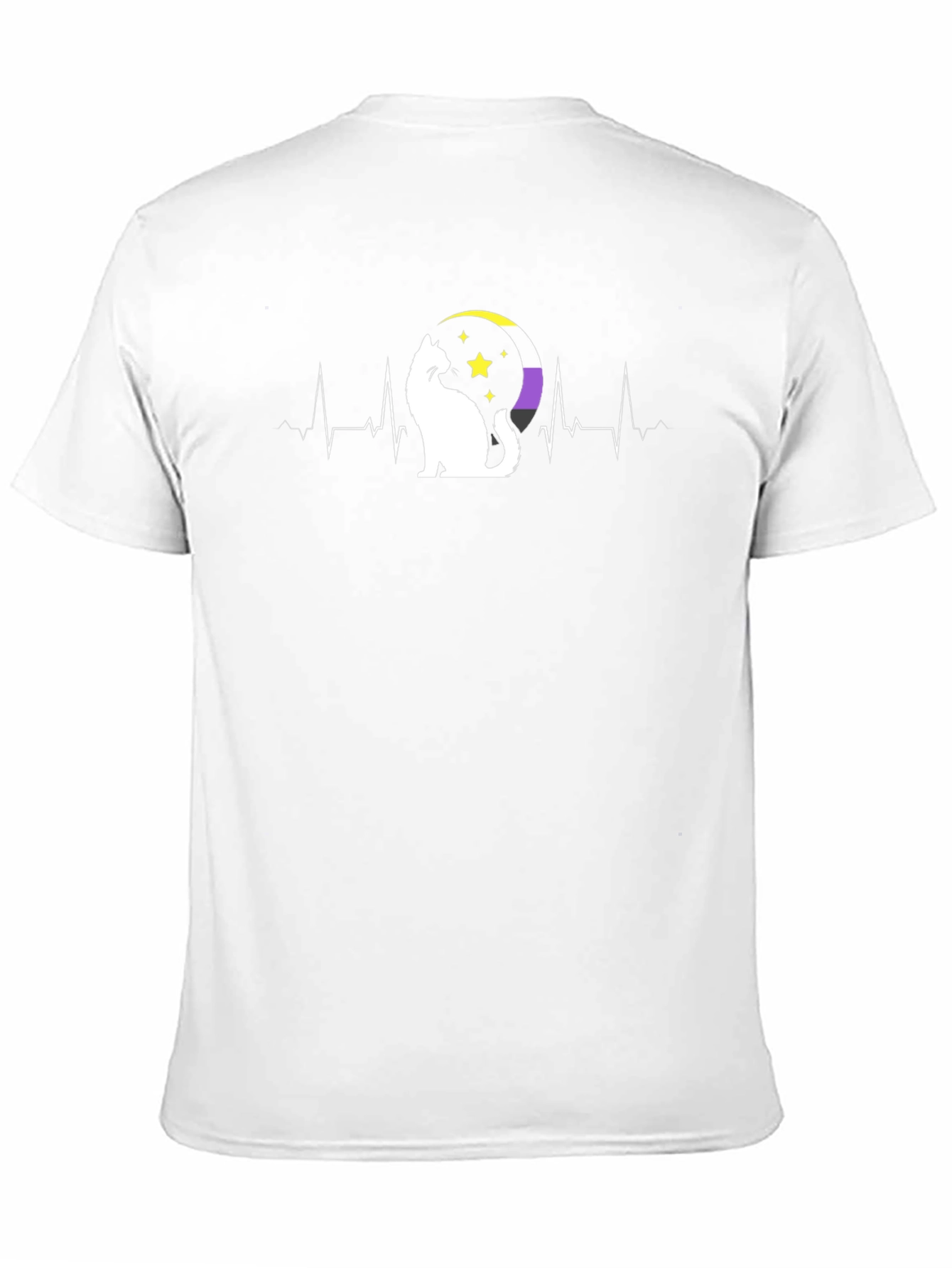 Nonbinary Pride Cat Heartbeat T-Shirt