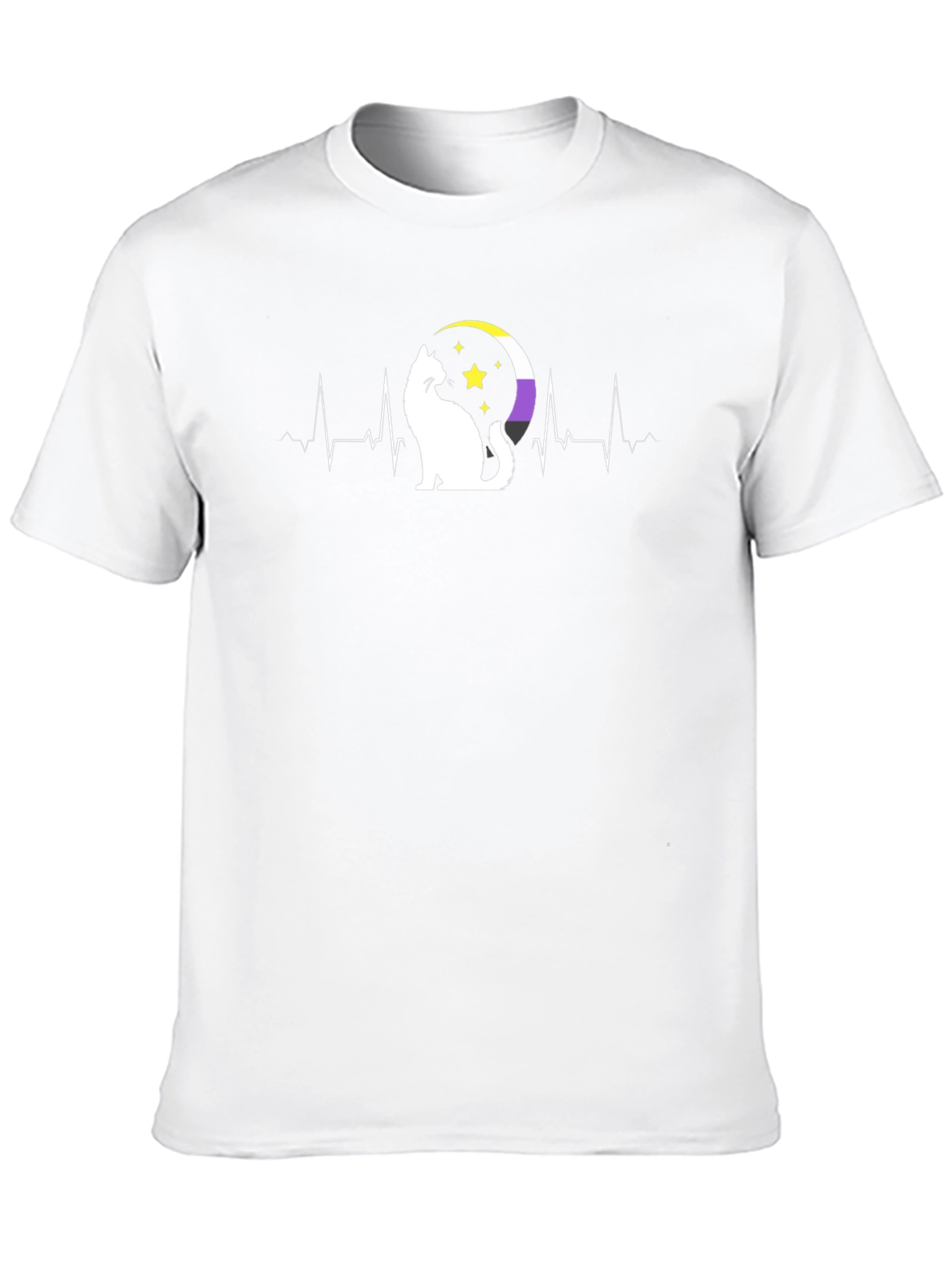 Nonbinary Pride Cat Heartbeat T-Shirt