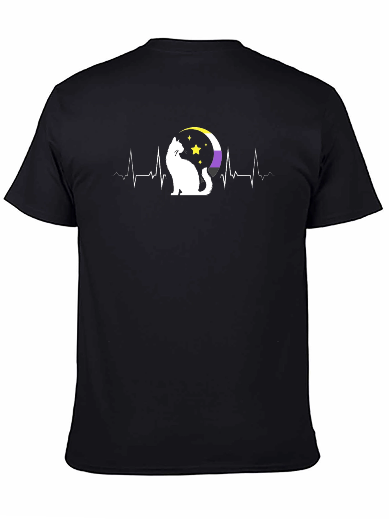 Nonbinary Pride Cat Heartbeat T-Shirt
