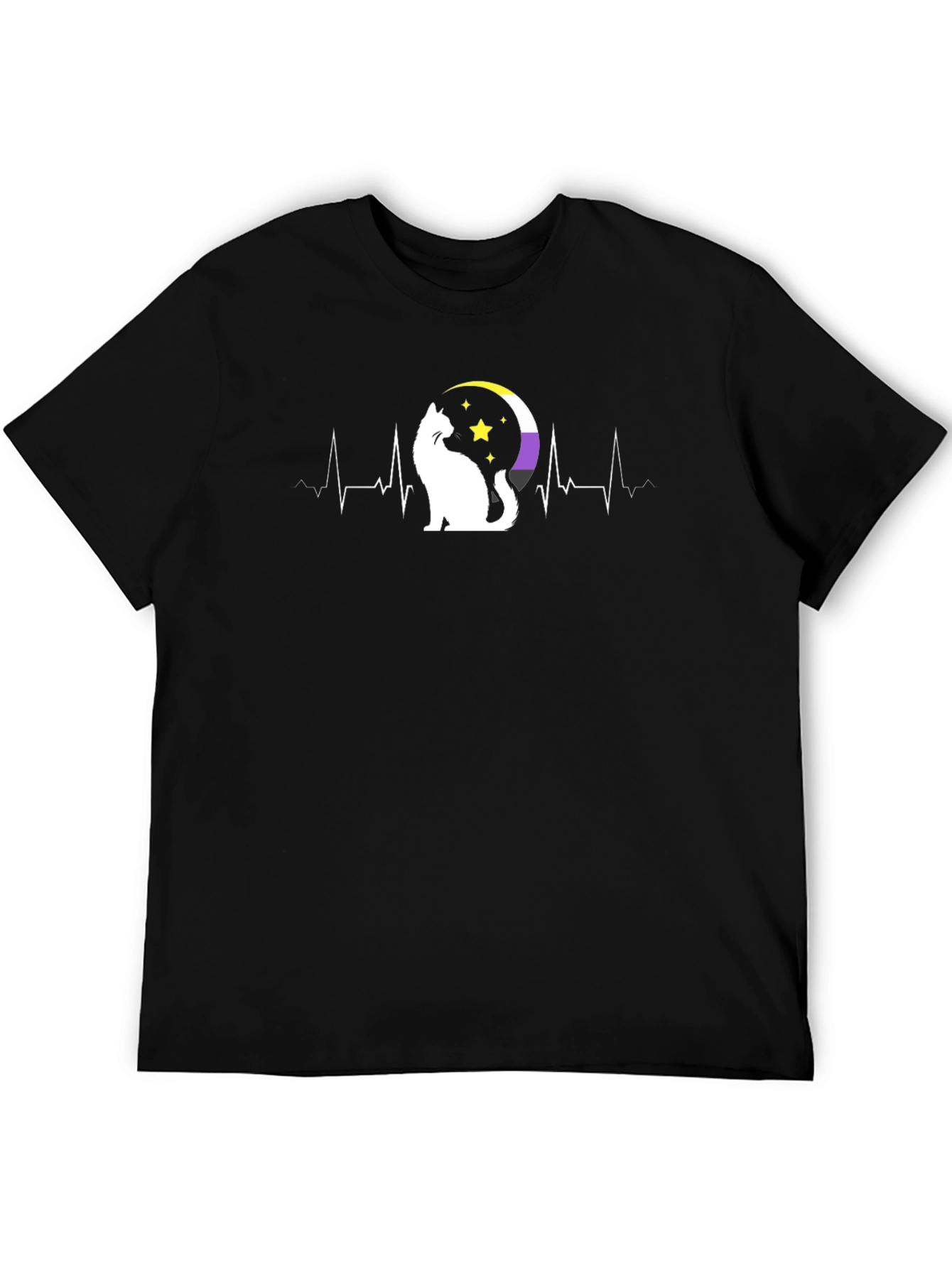 Nonbinary Pride Cat Heartbeat T-Shirt