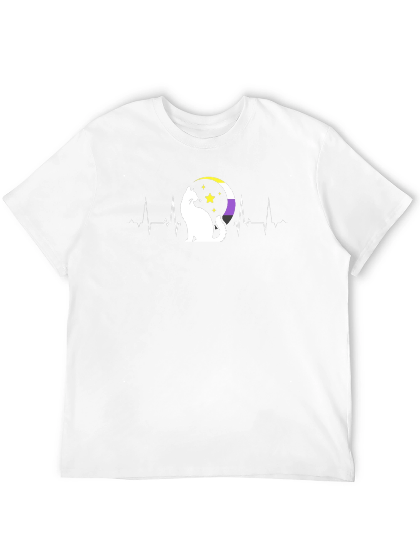 Nonbinary Pride Cat Heartbeat T-Shirt