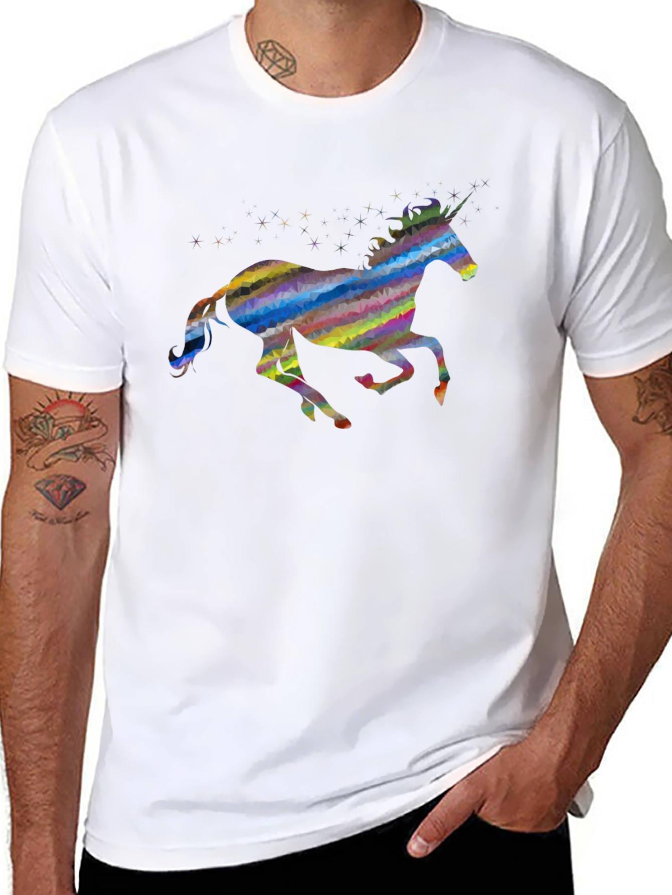 Rainbow Unicorn Graphic Tee - Black