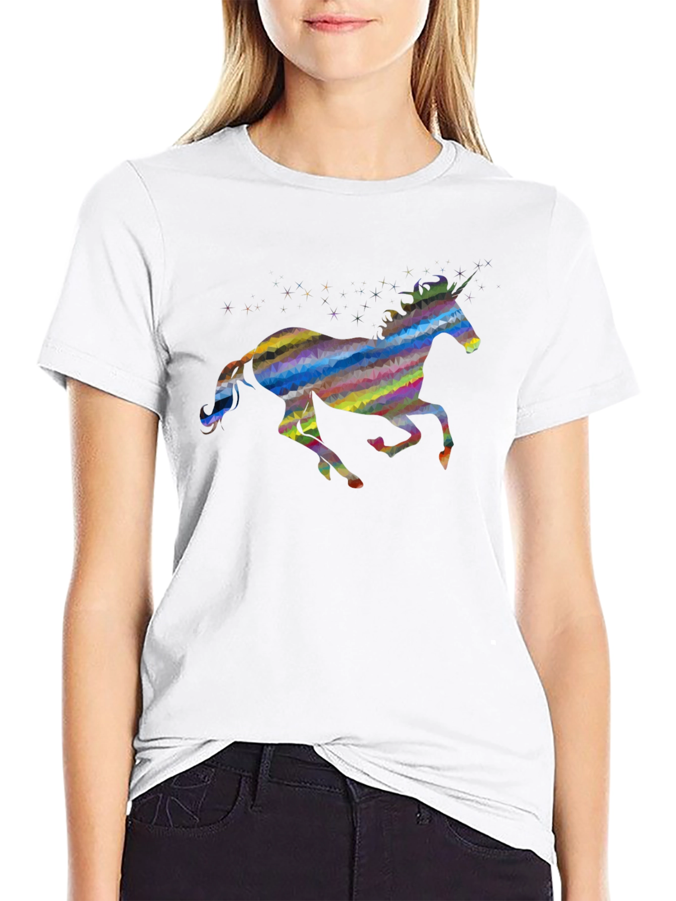 Rainbow Unicorn Graphic Tee - Black