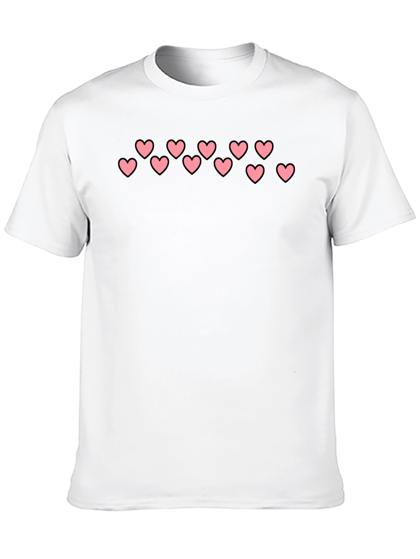 Heart Pattern Black Casual T-Shirt