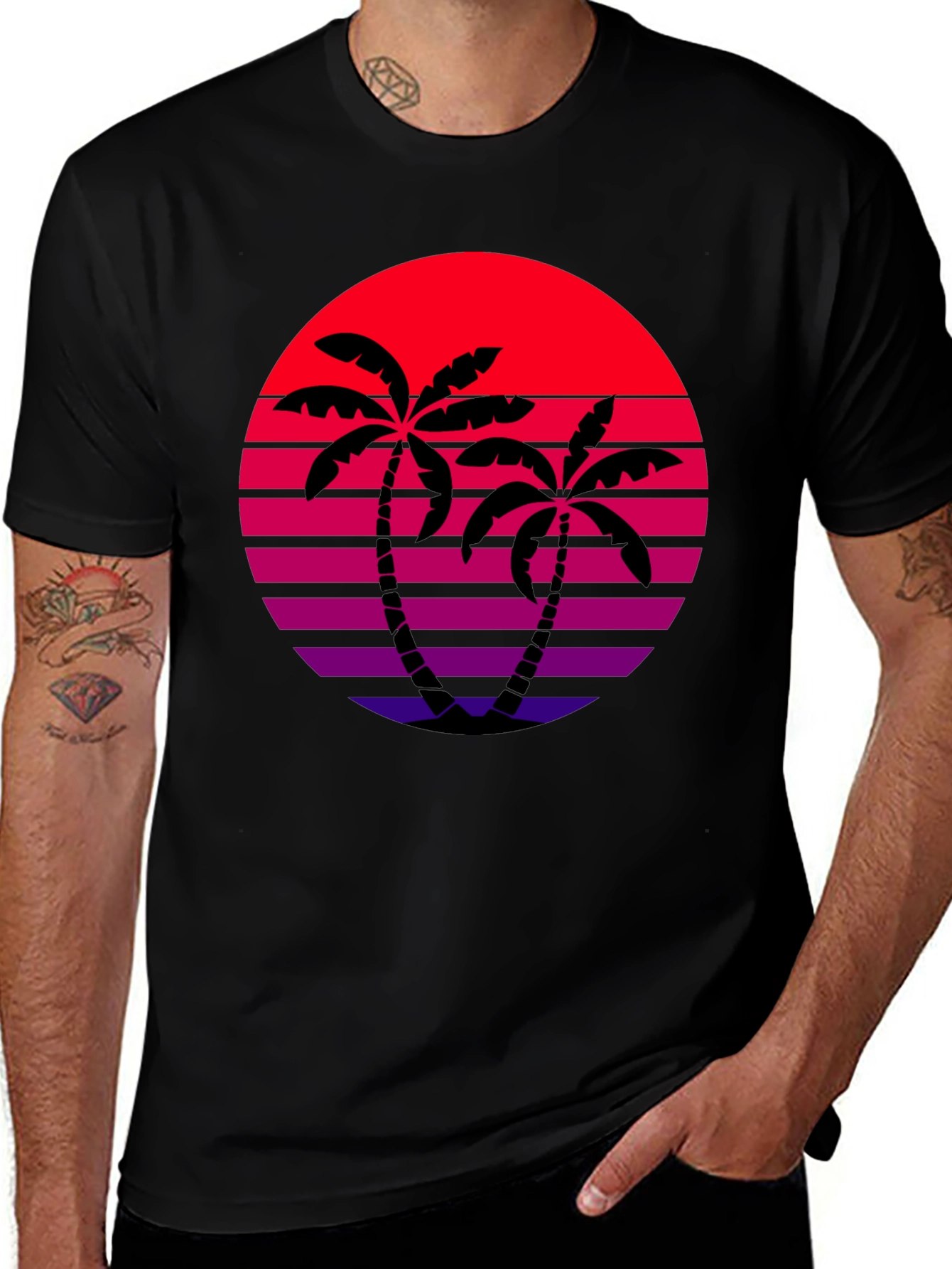 Retro Sunset Palm Tree Graphic Tee