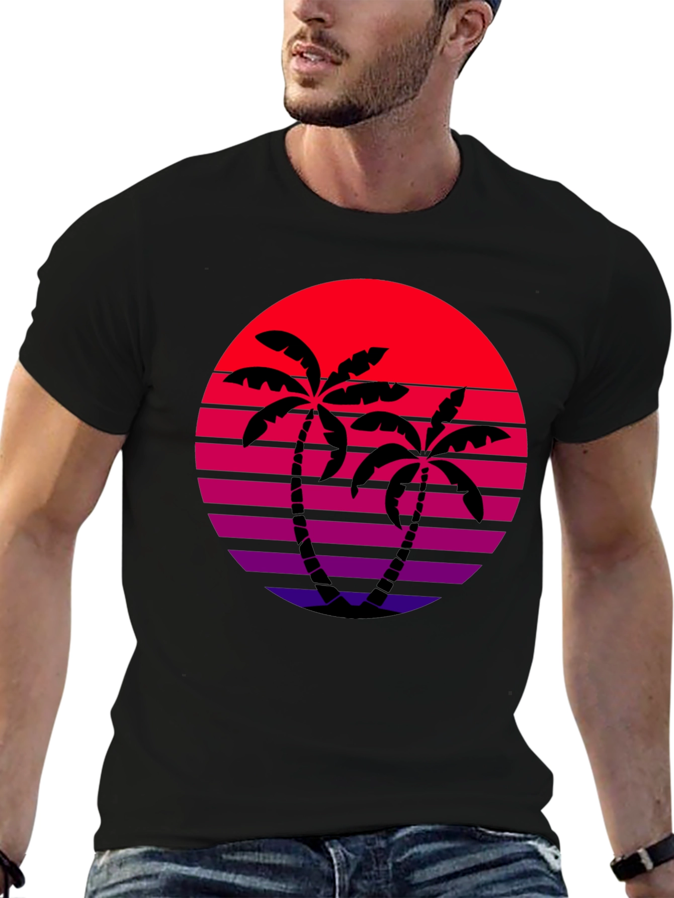 Retro Sunset Palm Tree Graphic Tee