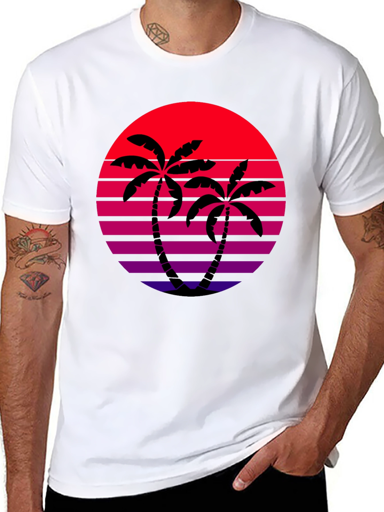 Retro Sunset Palm Tree Graphic Tee