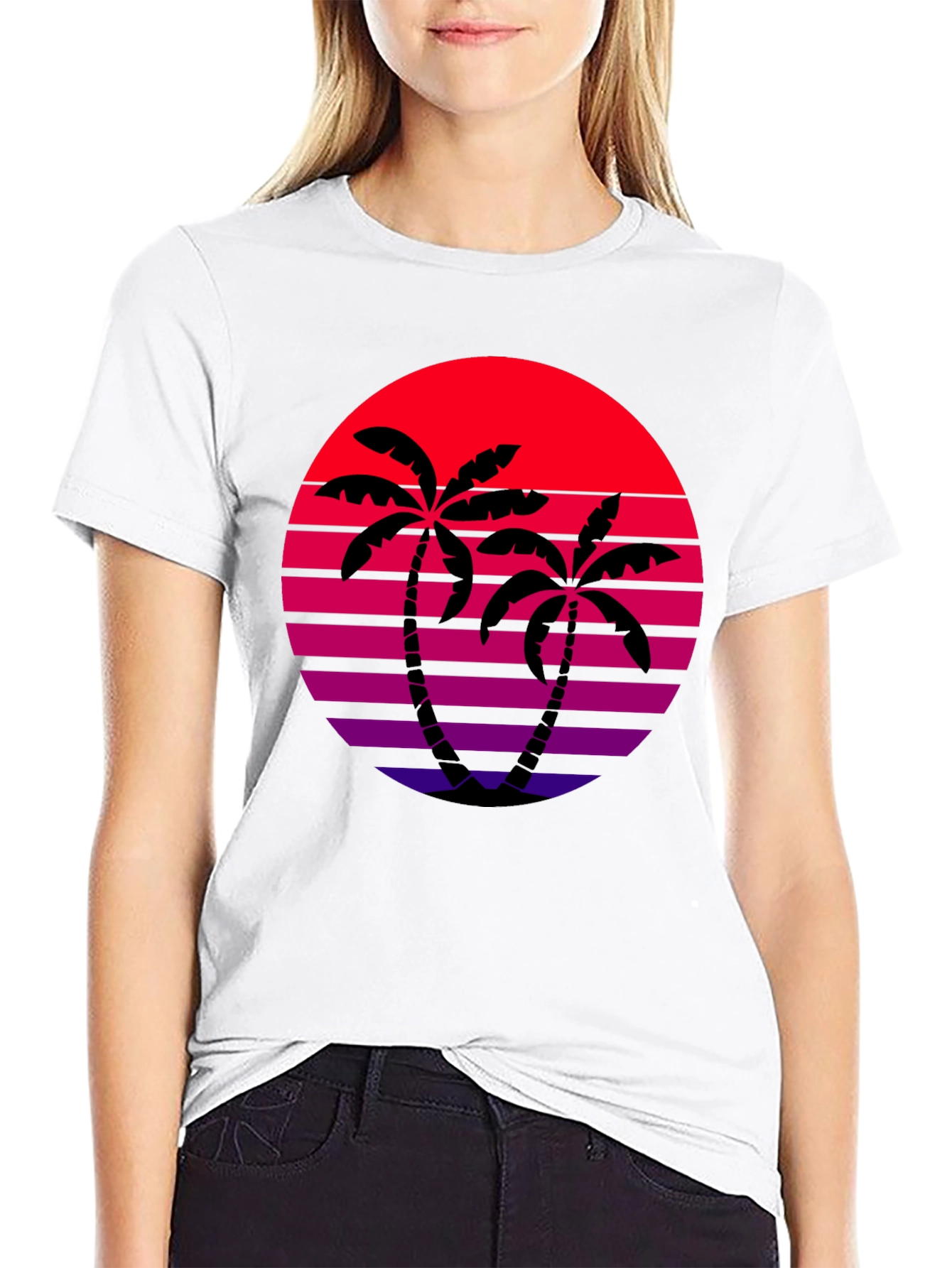 Retro Sunset Palm Tree Graphic Tee