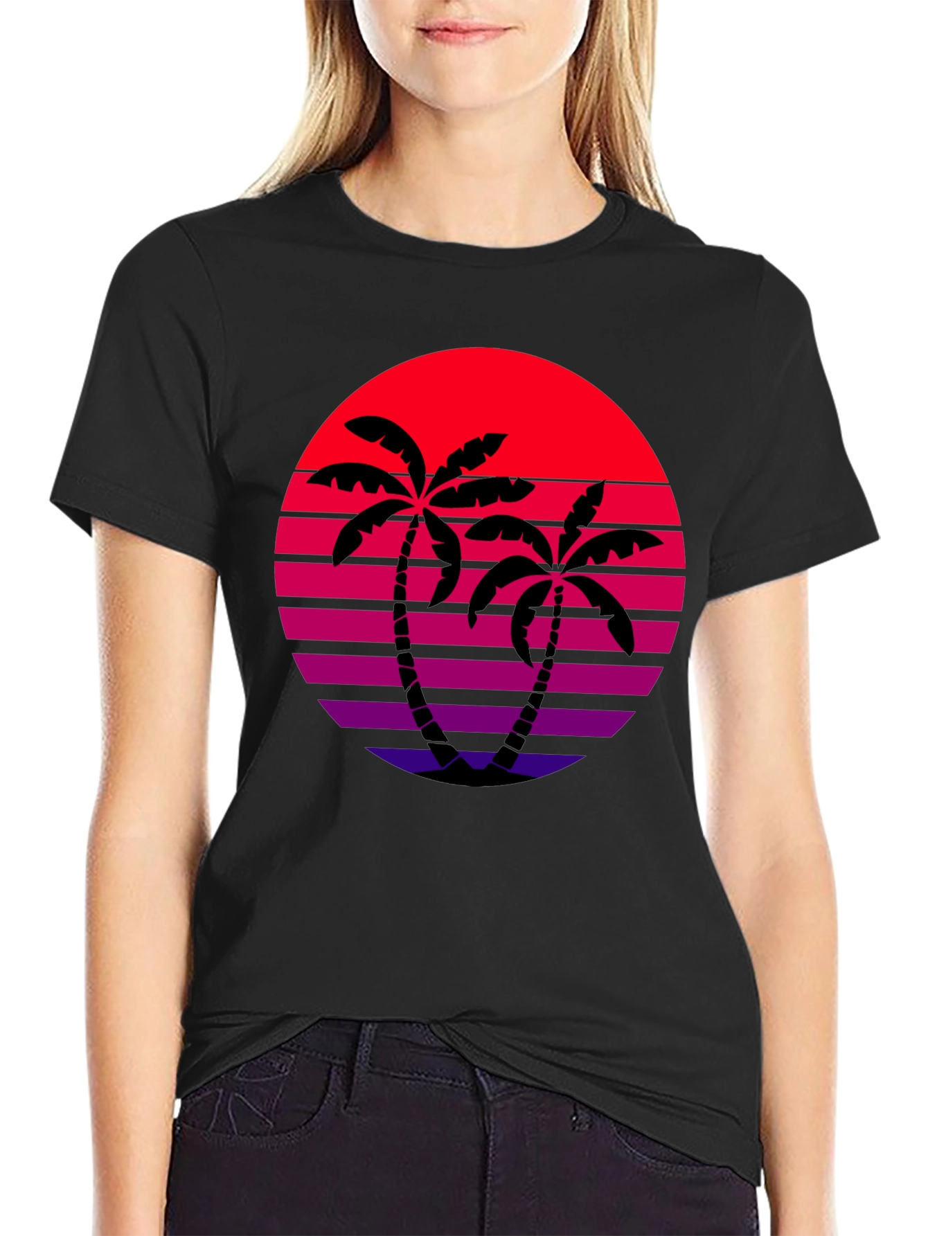 Retro Sunset Palm Tree Graphic Tee