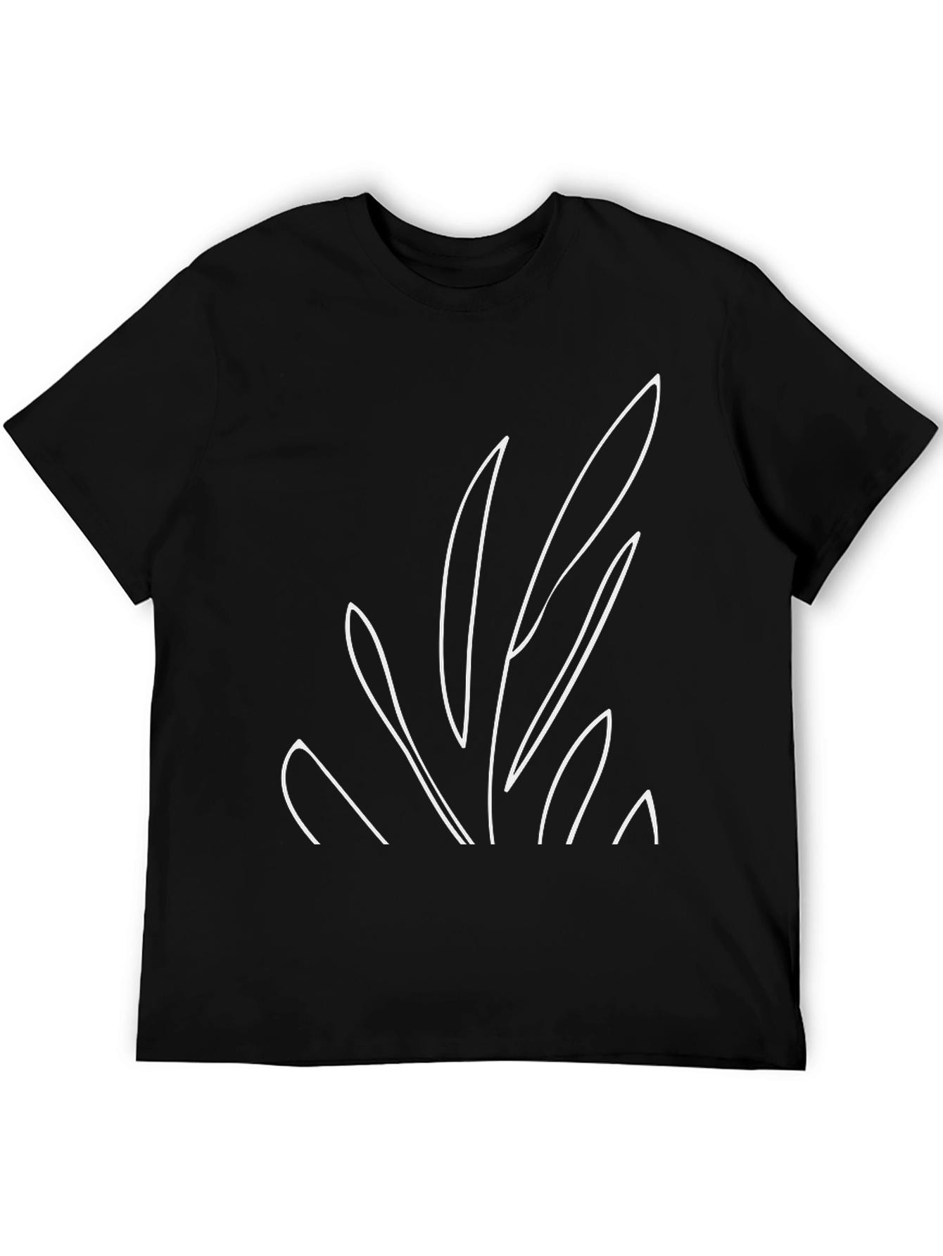 Minimalist Leaf Design Black T-Shirt