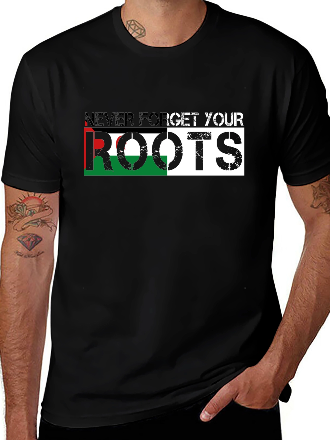 Never Forget Your Roots Black T-Shirt