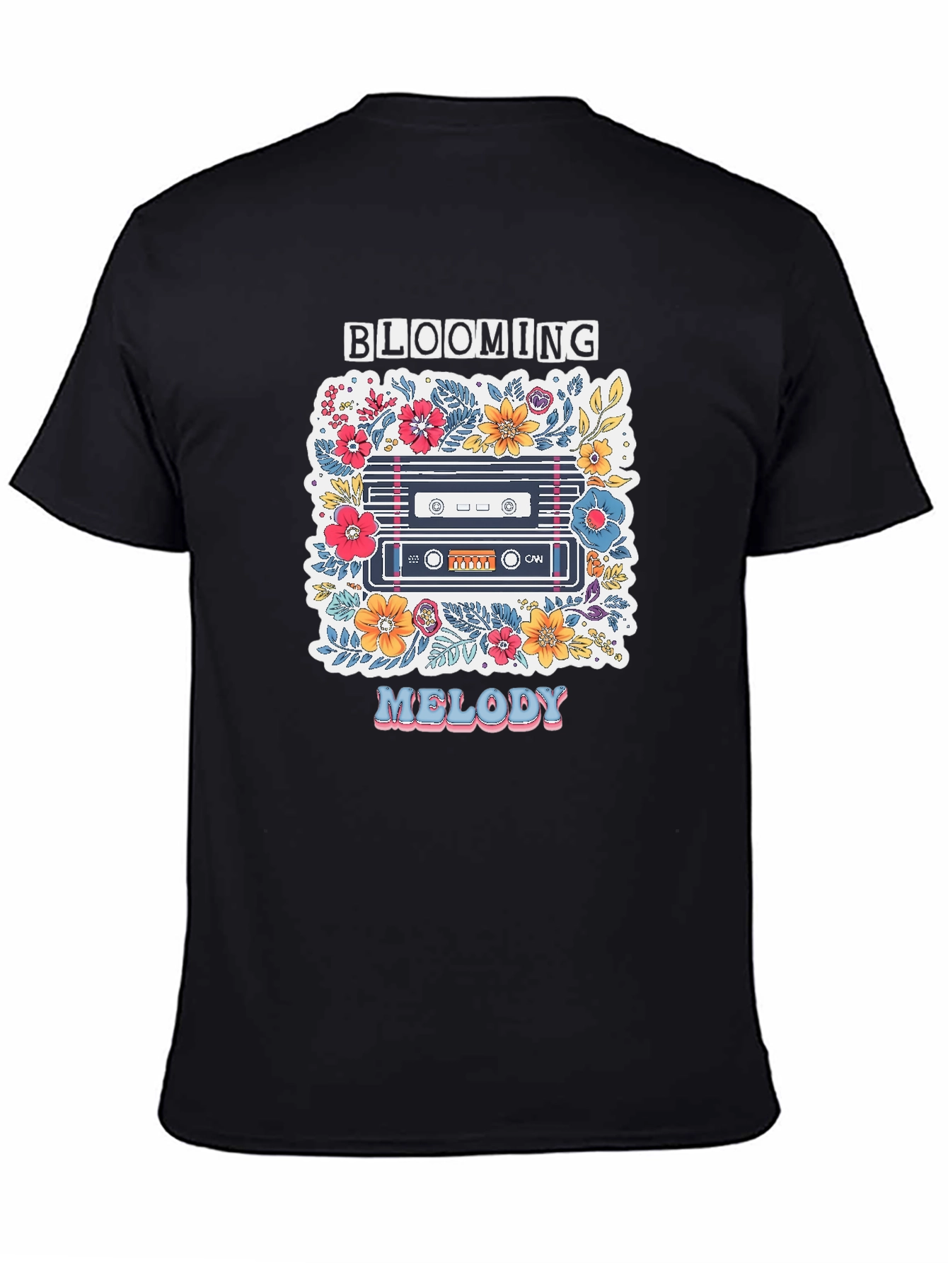 Blooming Melody Graphic Tee - Retro Cassette Tape Shirt