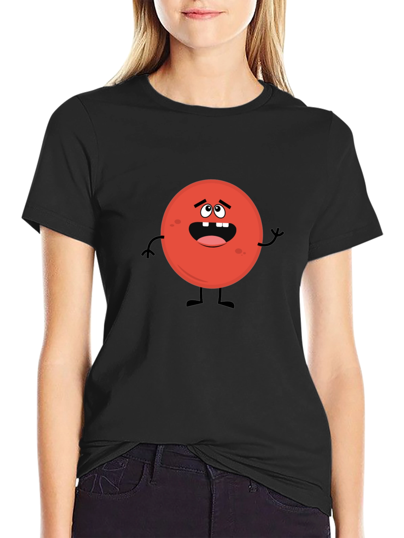 Funny Red Blood Cell Cartoon Graphic Black T-Shirt