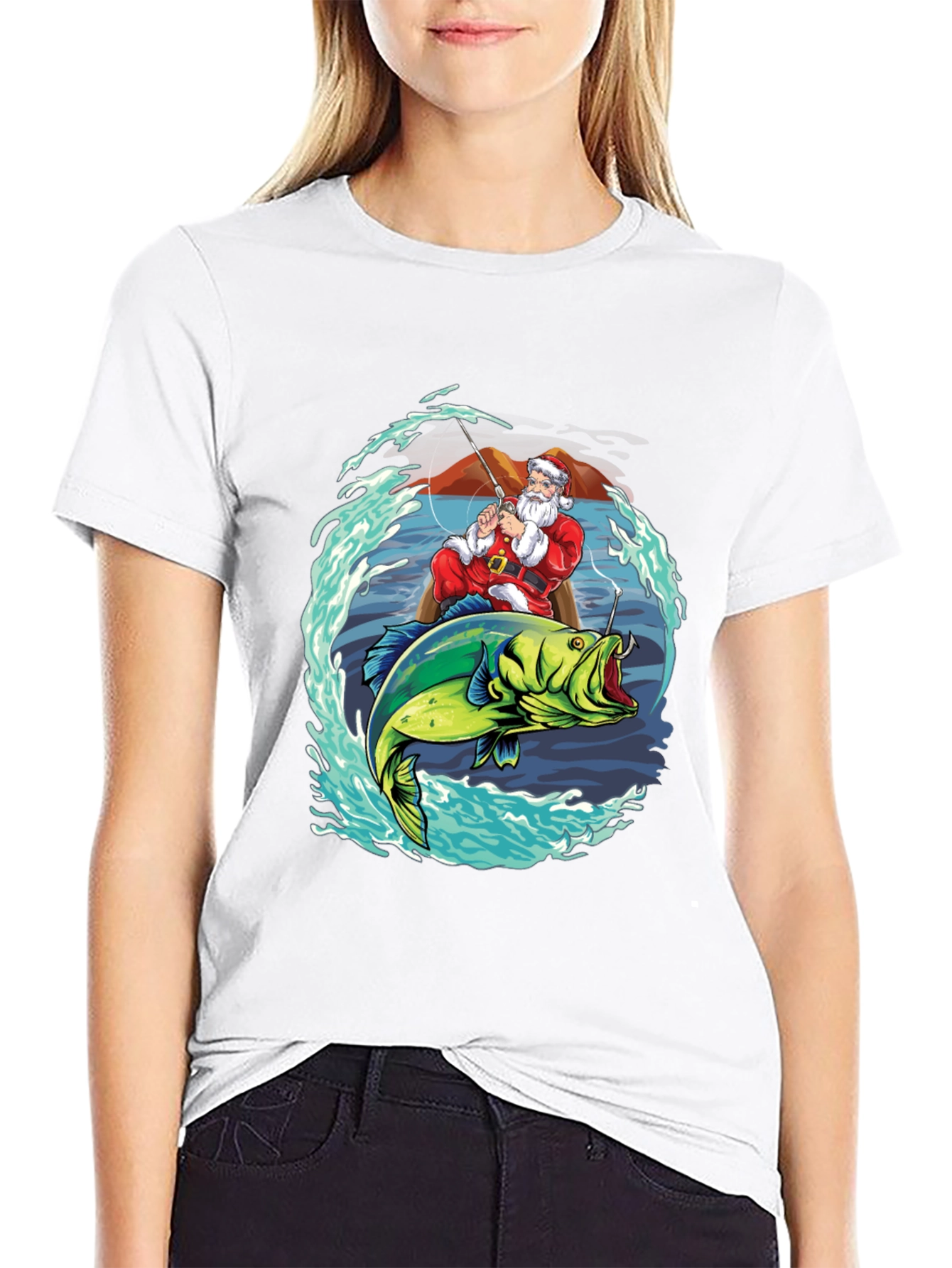 Santa Fishing T-Shirt - Holiday Catch
