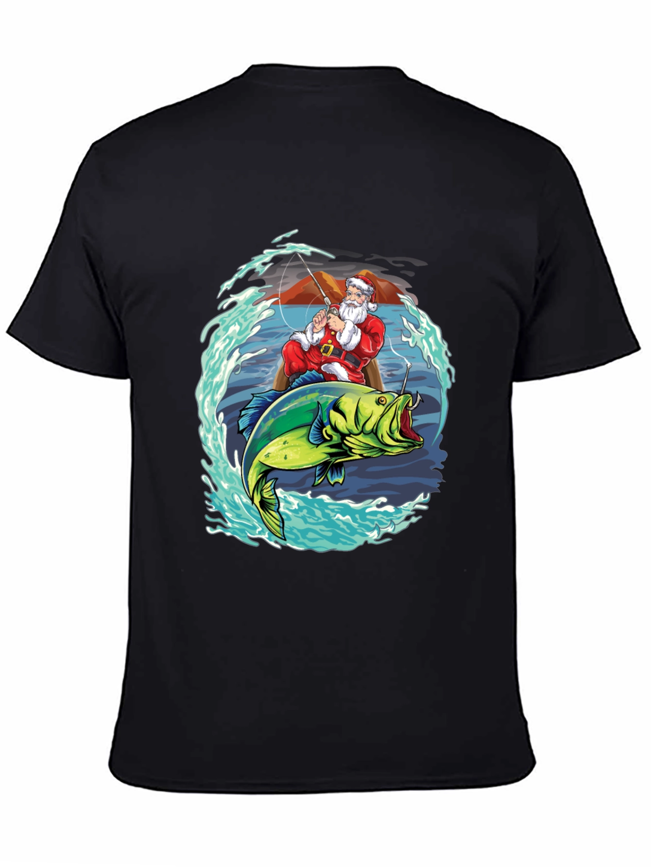 Santa Fishing T-Shirt - Holiday Catch