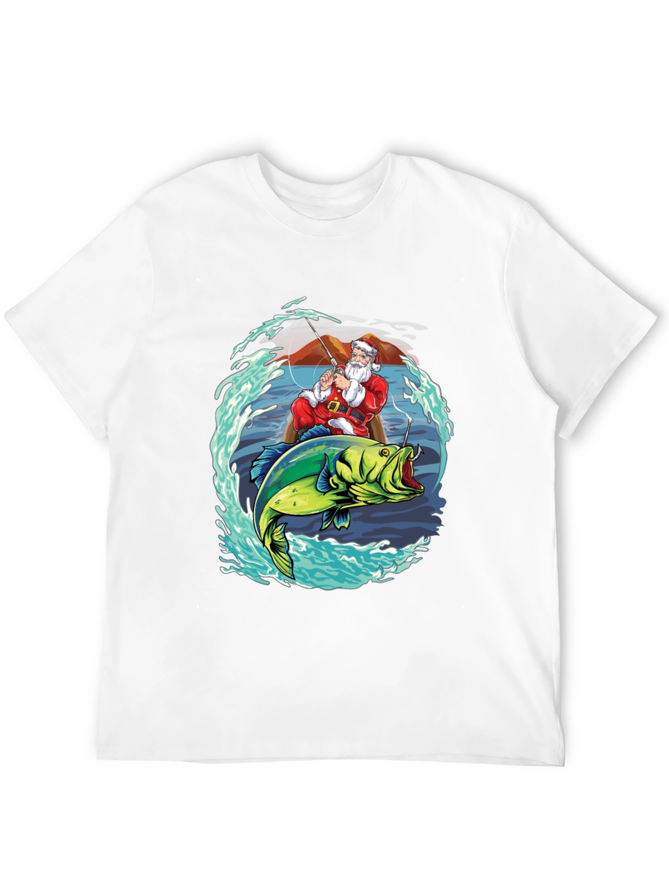 Santa Fishing T-Shirt - Holiday Catch
