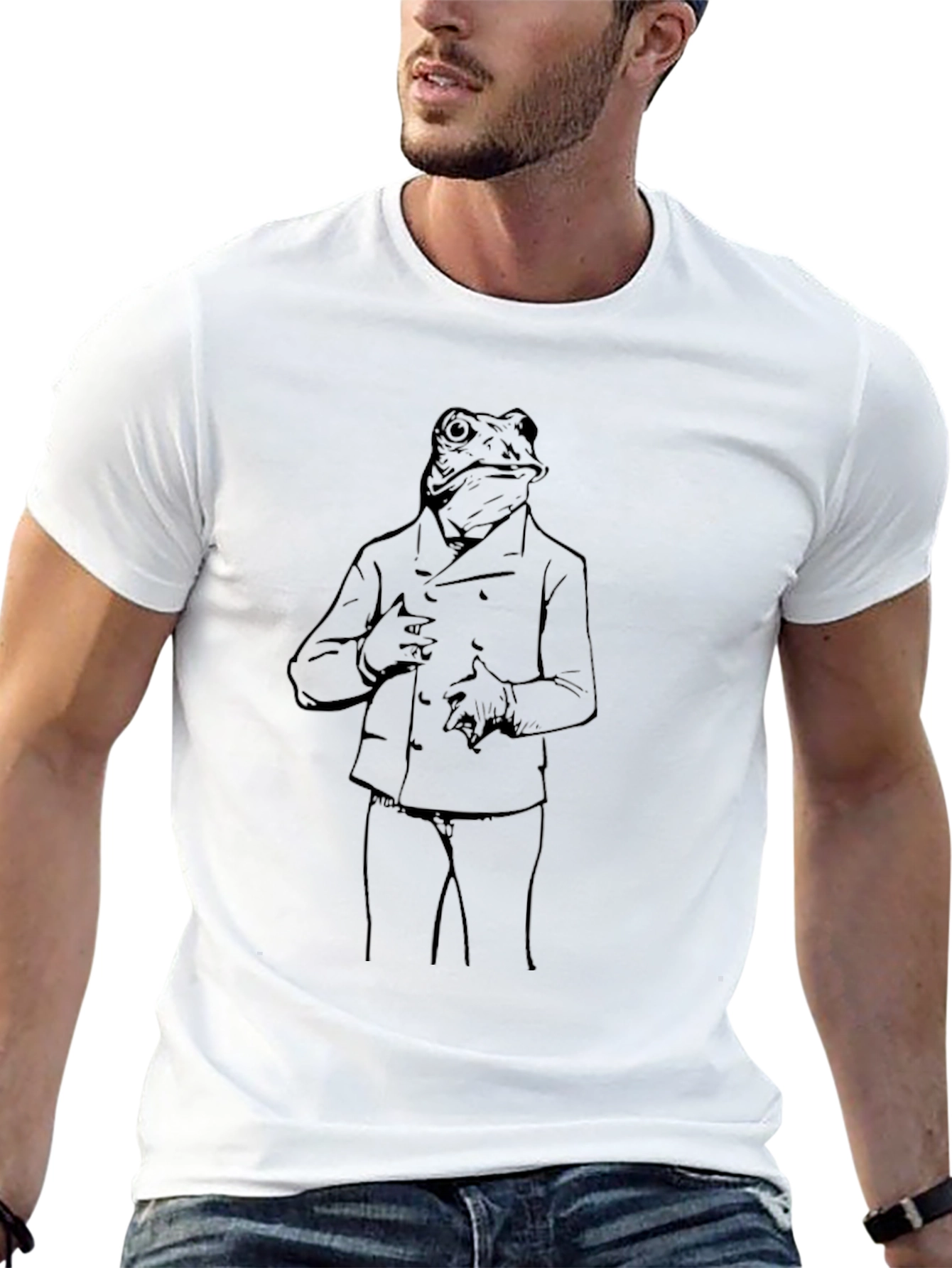 Frog in Suit Black T-Shirt - Quirky Graphic Tee