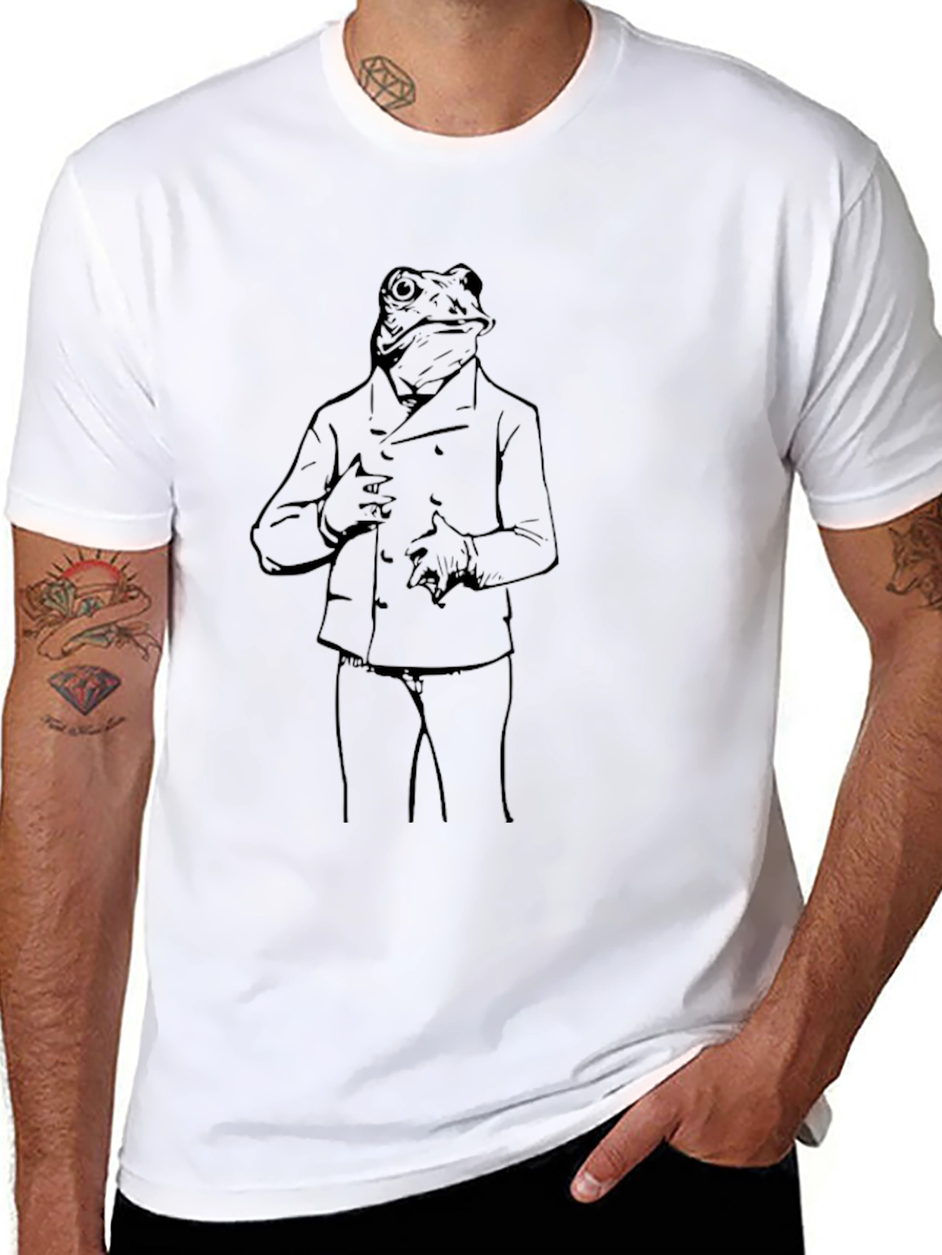 Frog in Suit Black T-Shirt - Quirky Graphic Tee