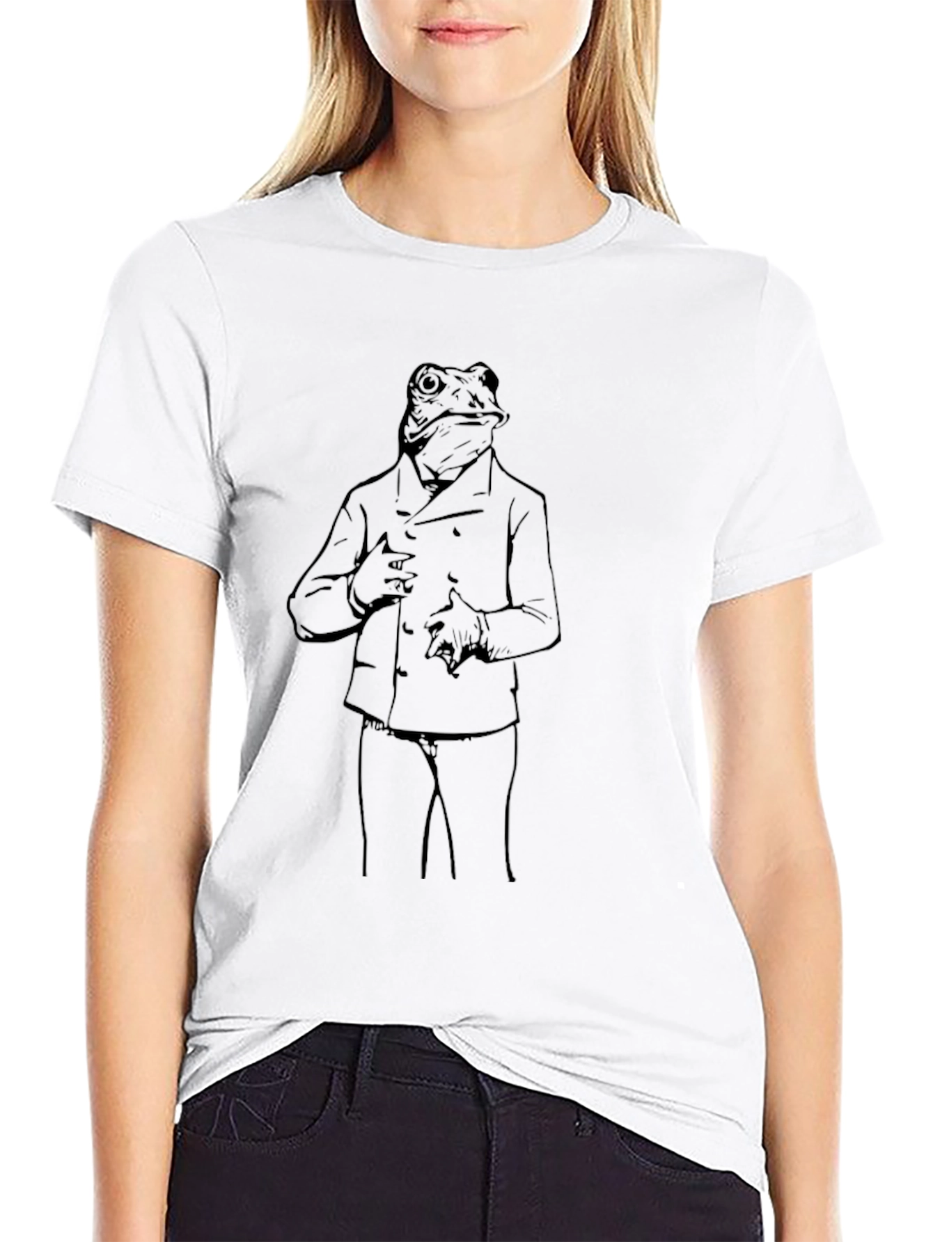 Frog in Suit Black T-Shirt - Quirky Graphic Tee