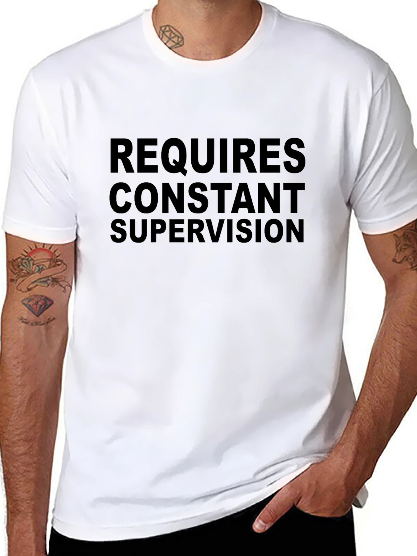 Requires Constant Supervision Black Graphic Tee