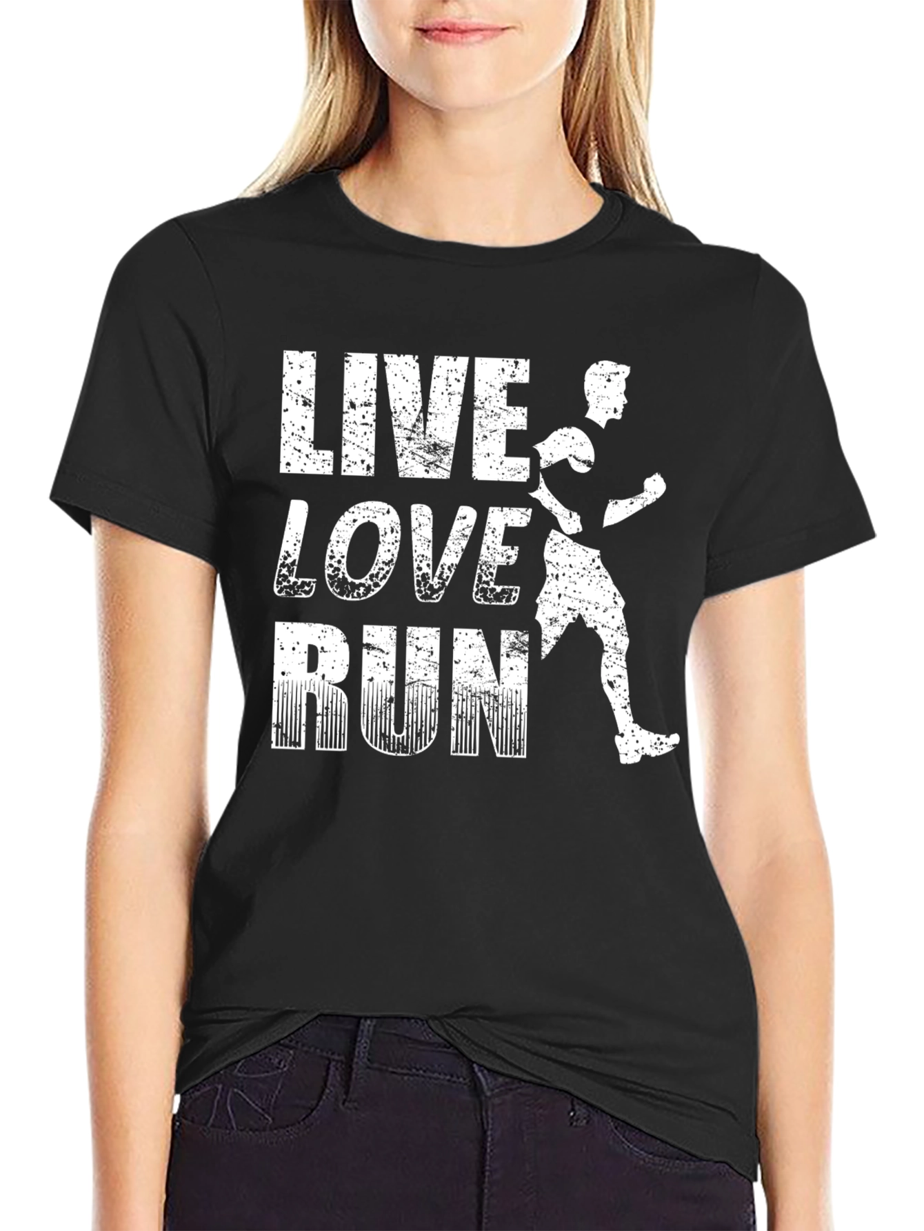 Live Love Run Black Graphic T-Shirt