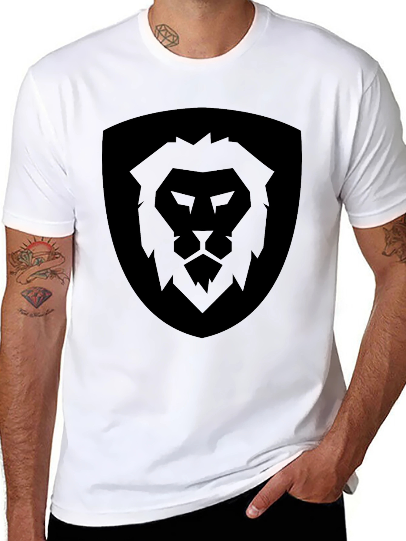 Lion Shield Graphic Tee - Mens Black T-Shirt
