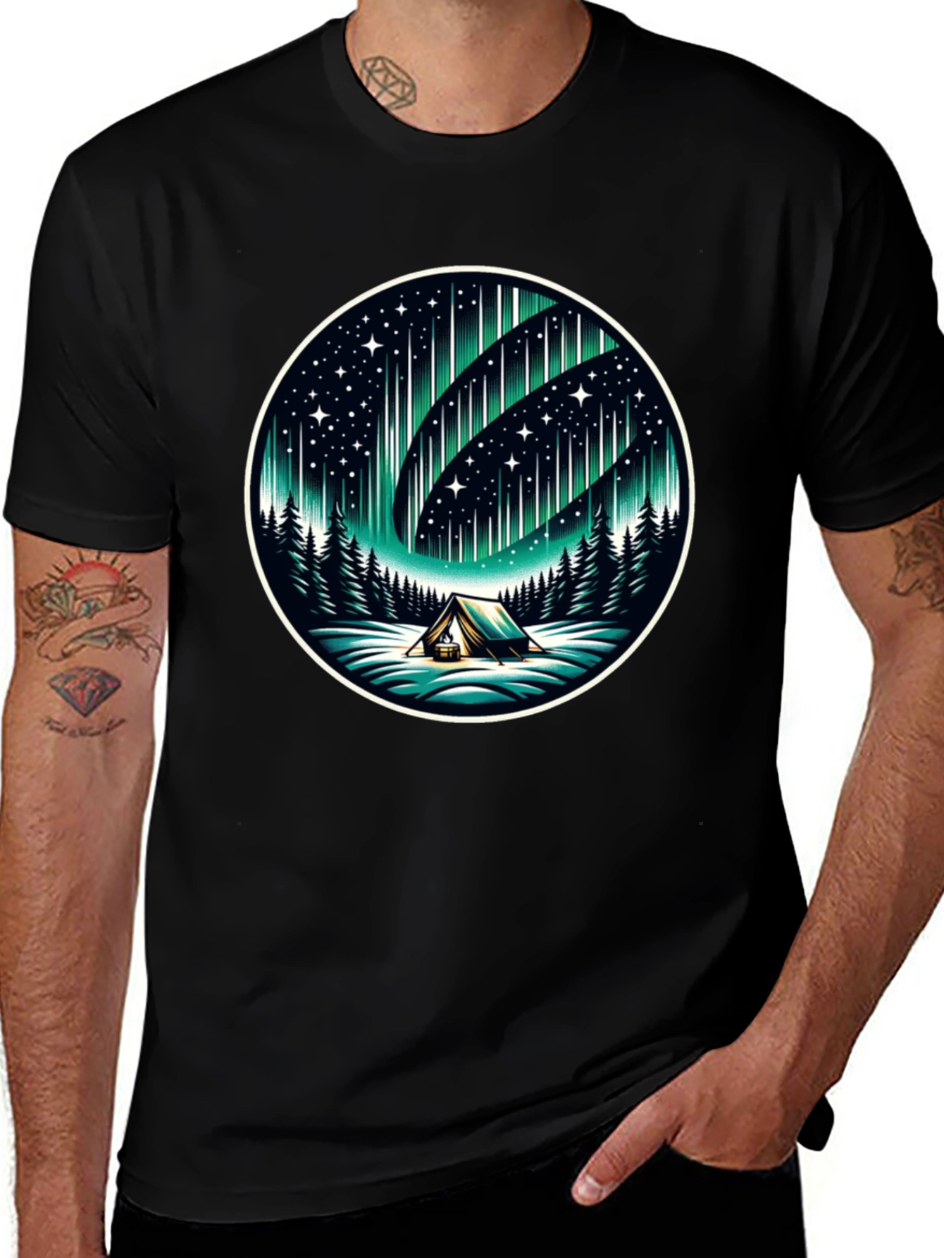 Northern Lights Camping Graphic Tee