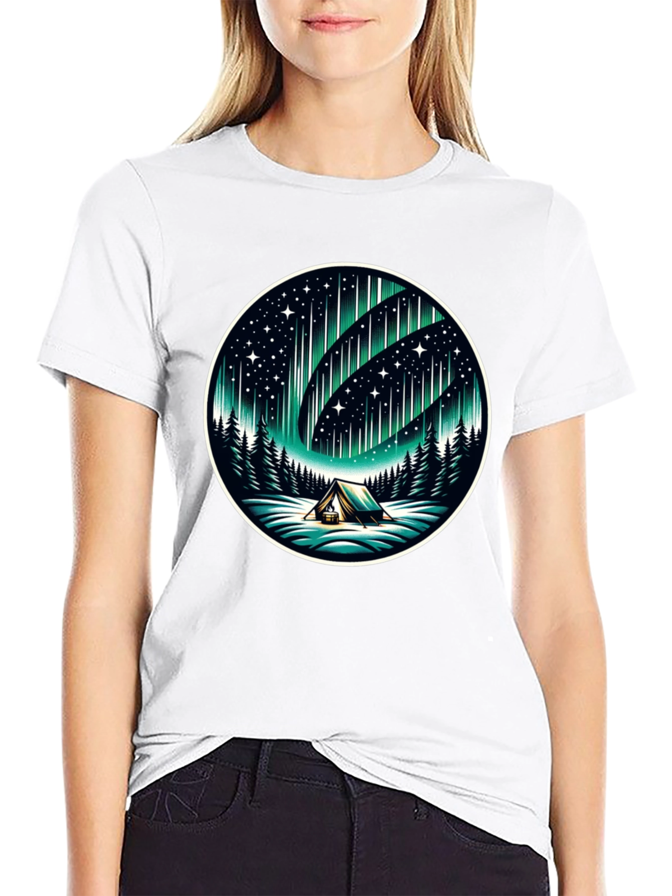 Northern Lights Camping Graphic Tee
