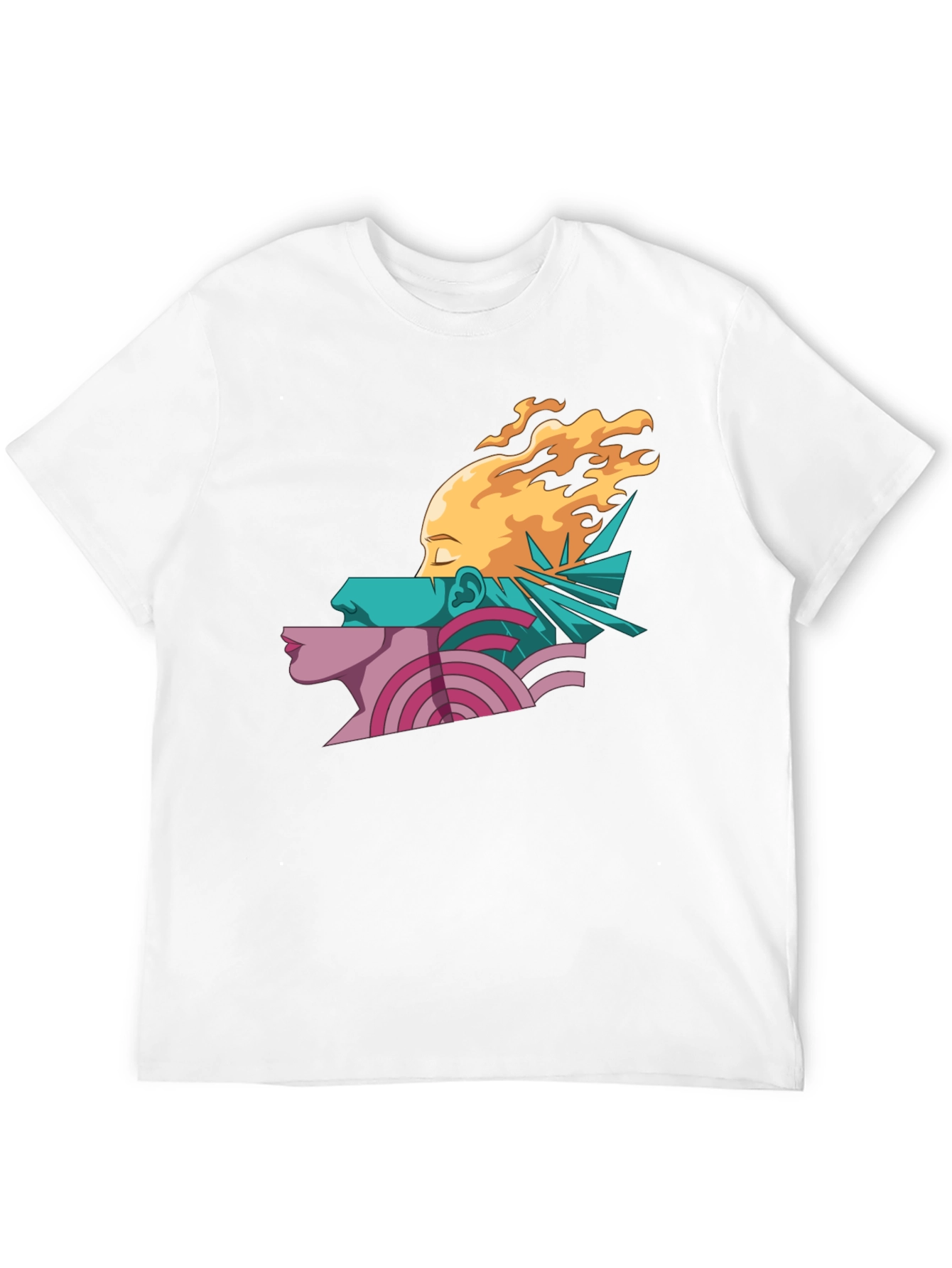 Abstract Face Graphic Print Mens Black T-Shirt