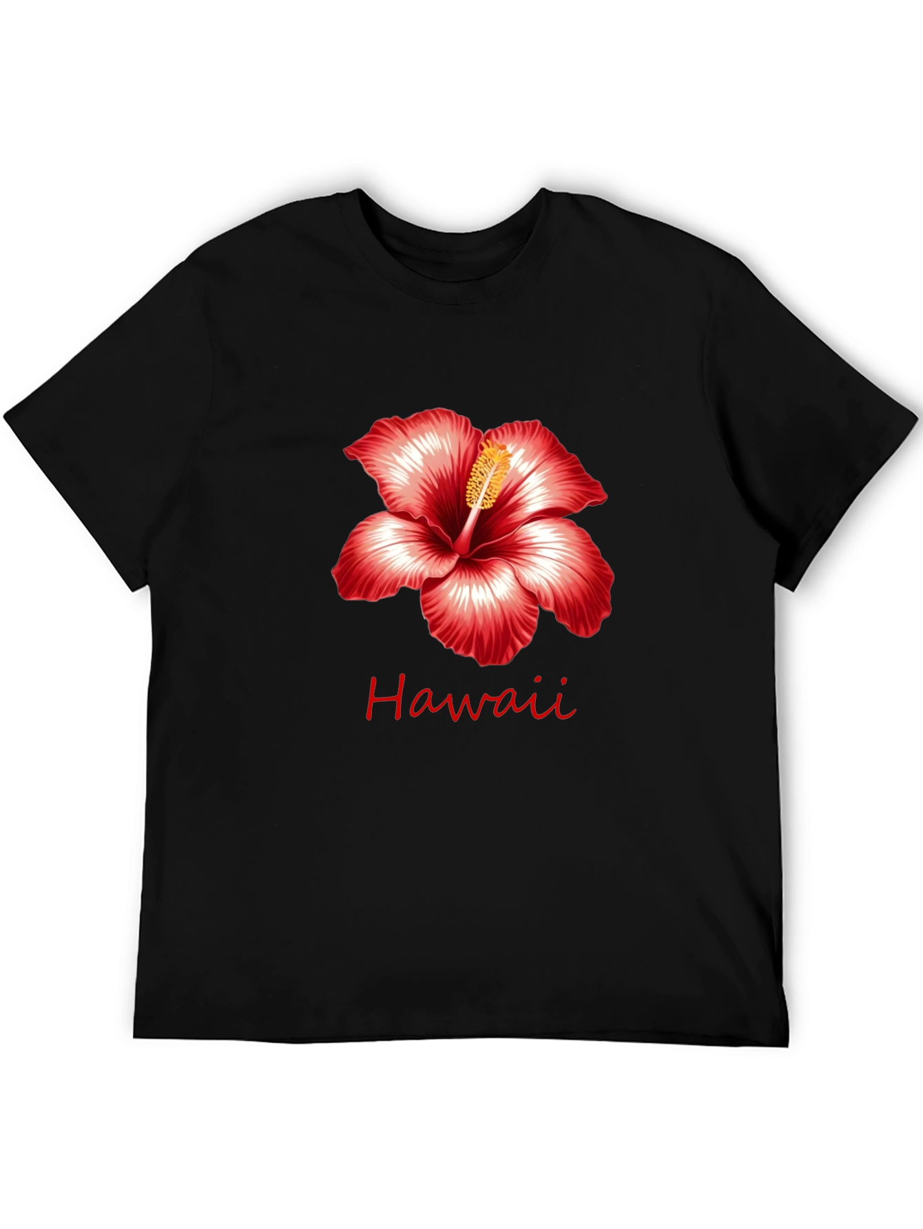 Hawaii Hibiscus Flower Black T-Shirt