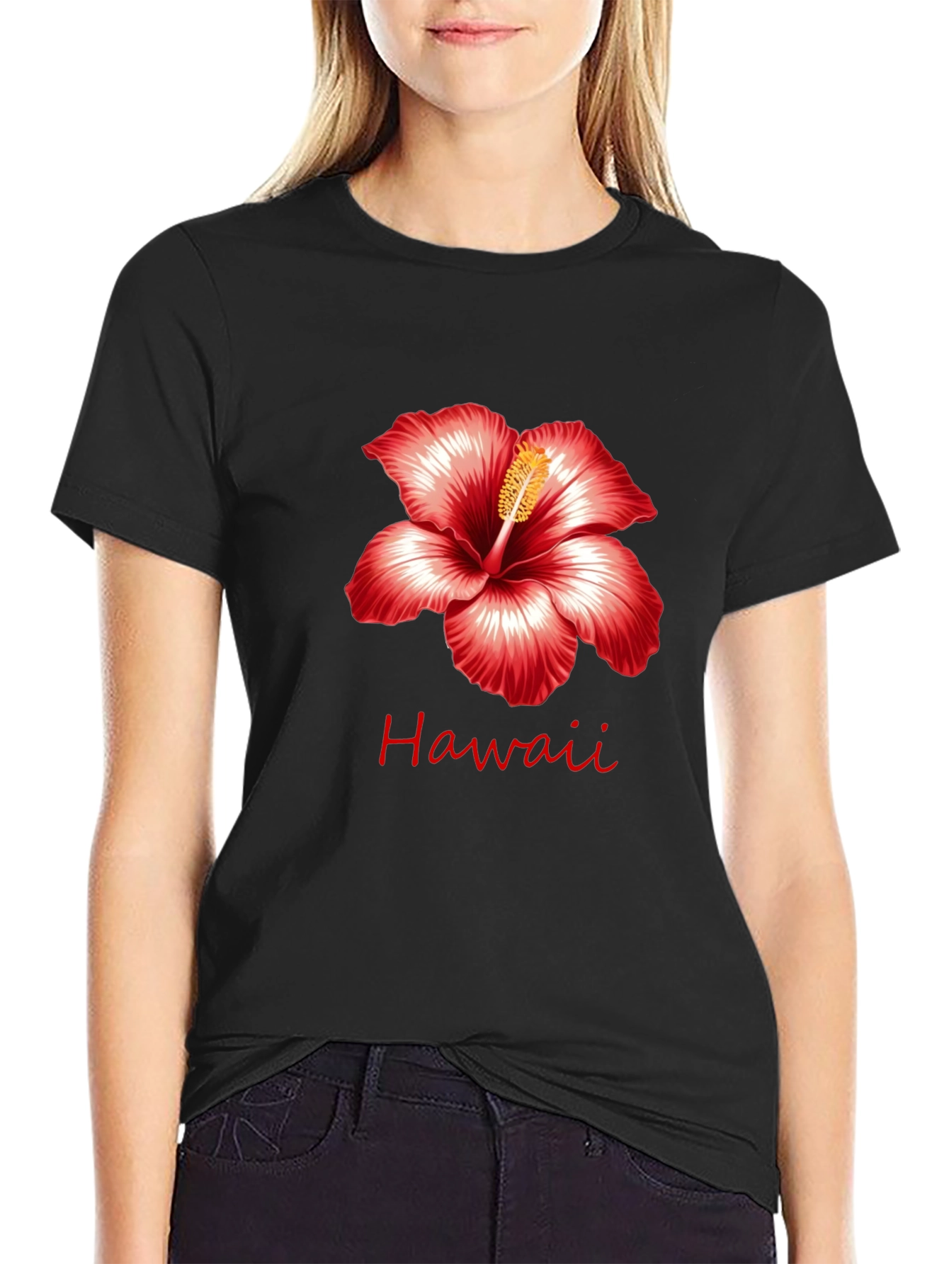 Hawaii Hibiscus Flower Black T-Shirt