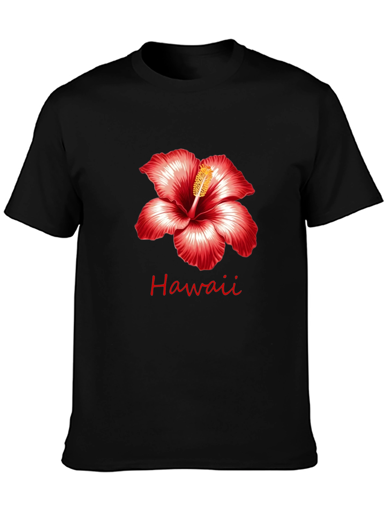 Hawaii Hibiscus Flower Black T-Shirt