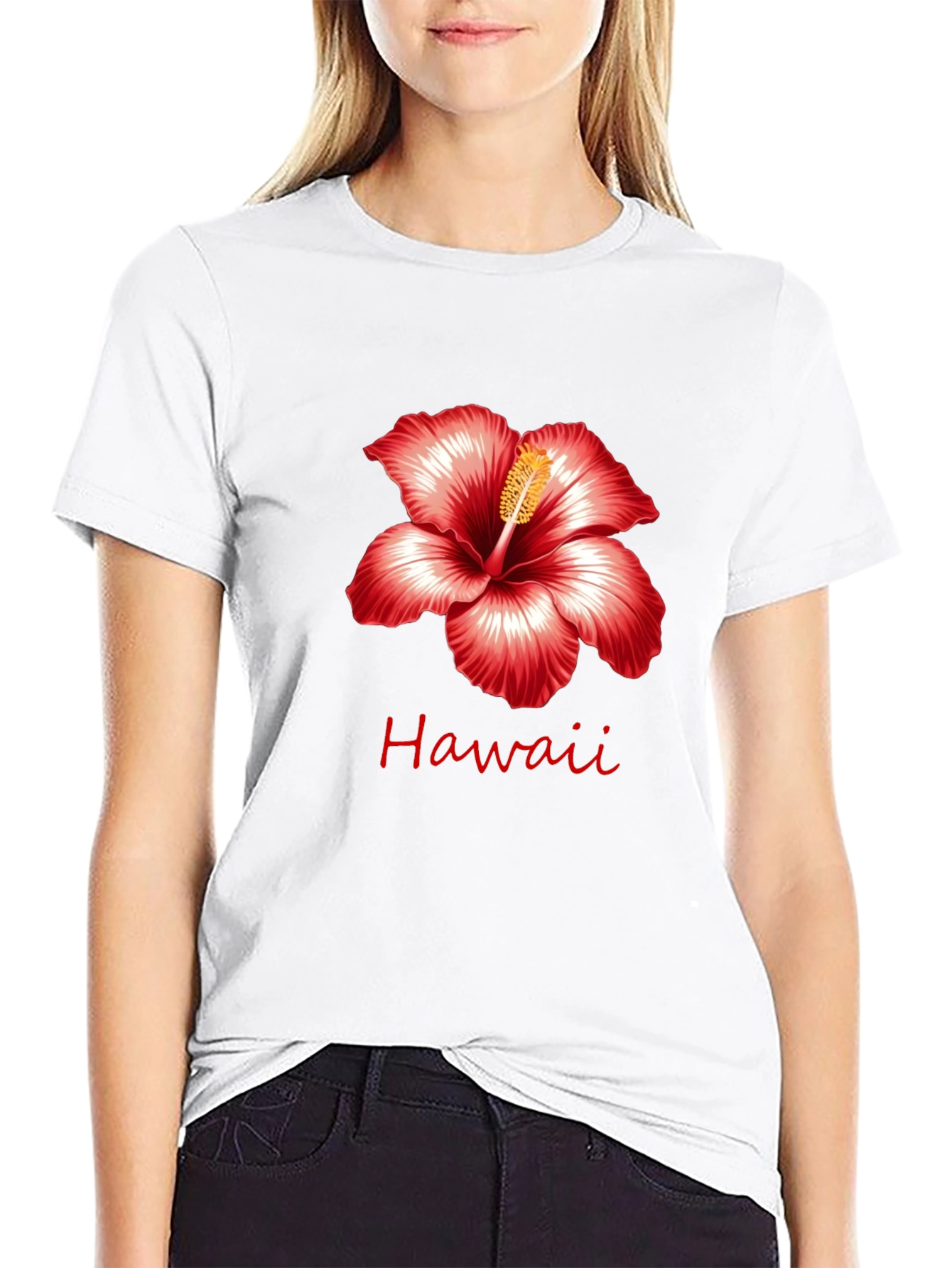 Hawaii Hibiscus Flower Black T-Shirt