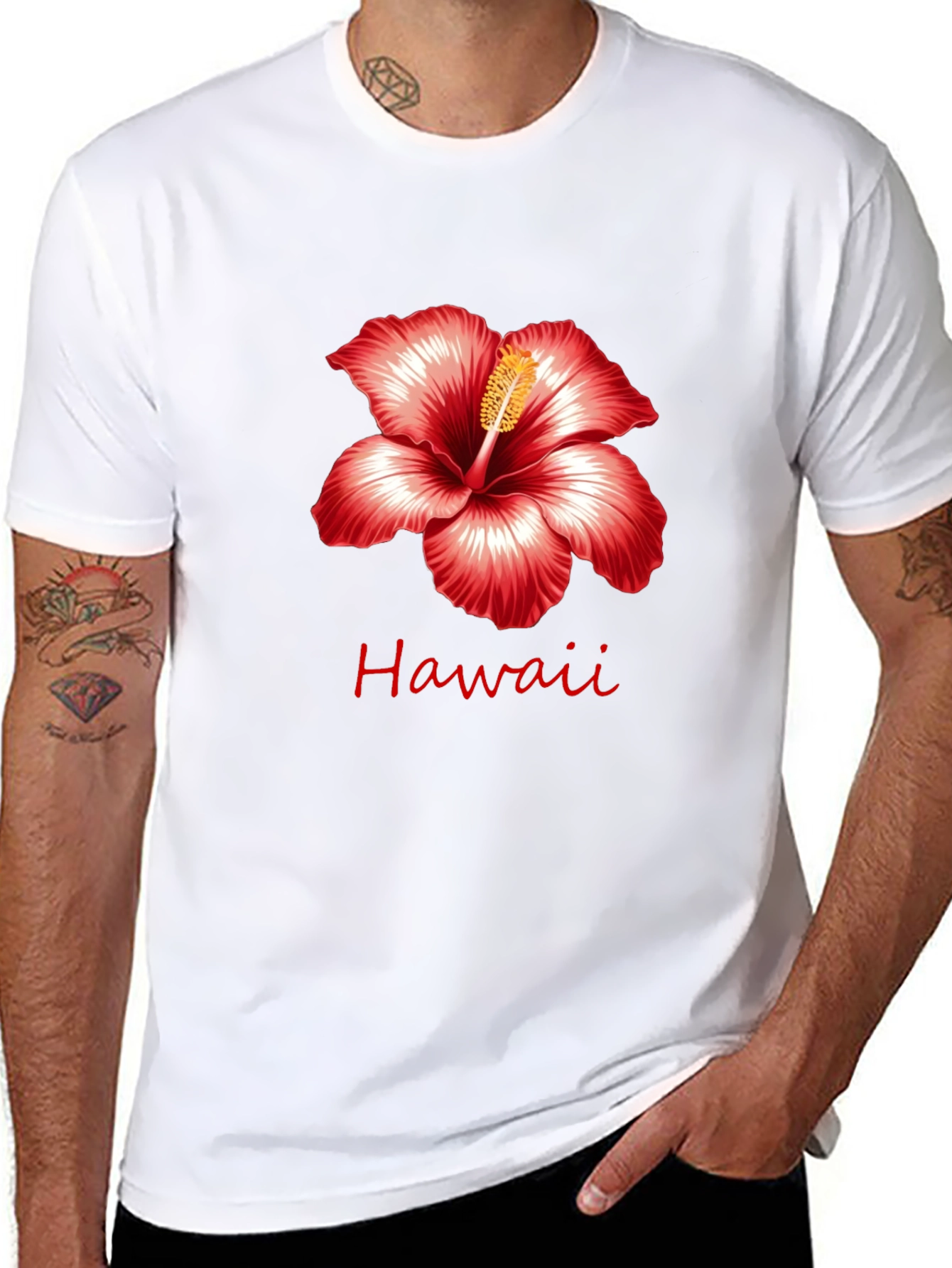 Hawaii Hibiscus Flower Black T-Shirt