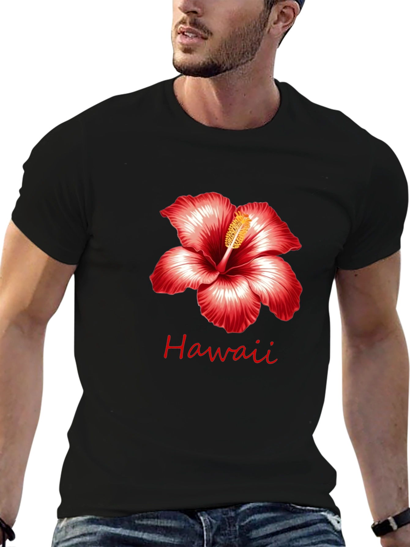 Hawaii Hibiscus Flower Black T-Shirt