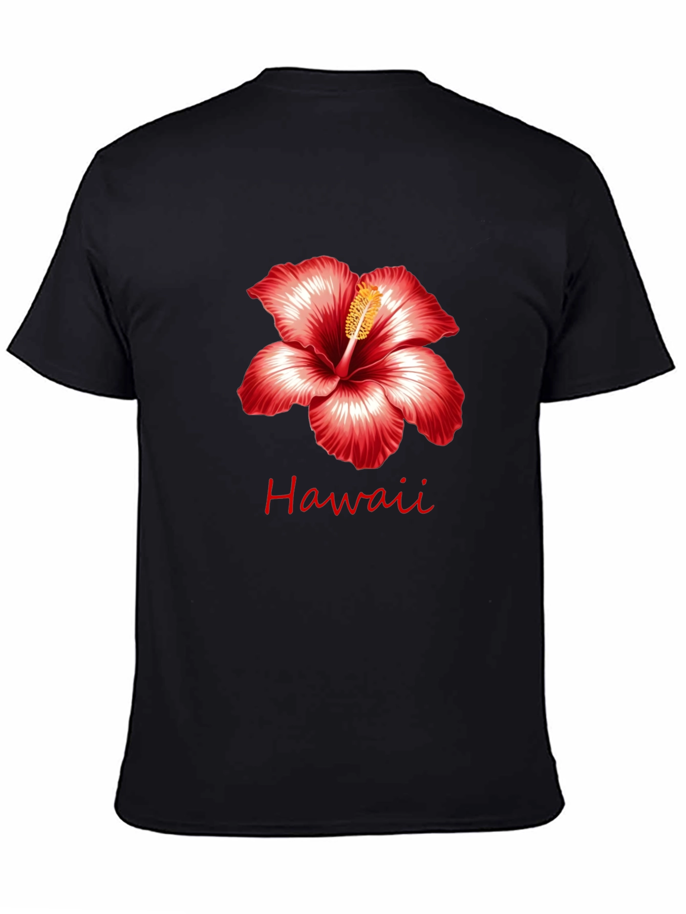 Hawaii Hibiscus Flower Black T-Shirt