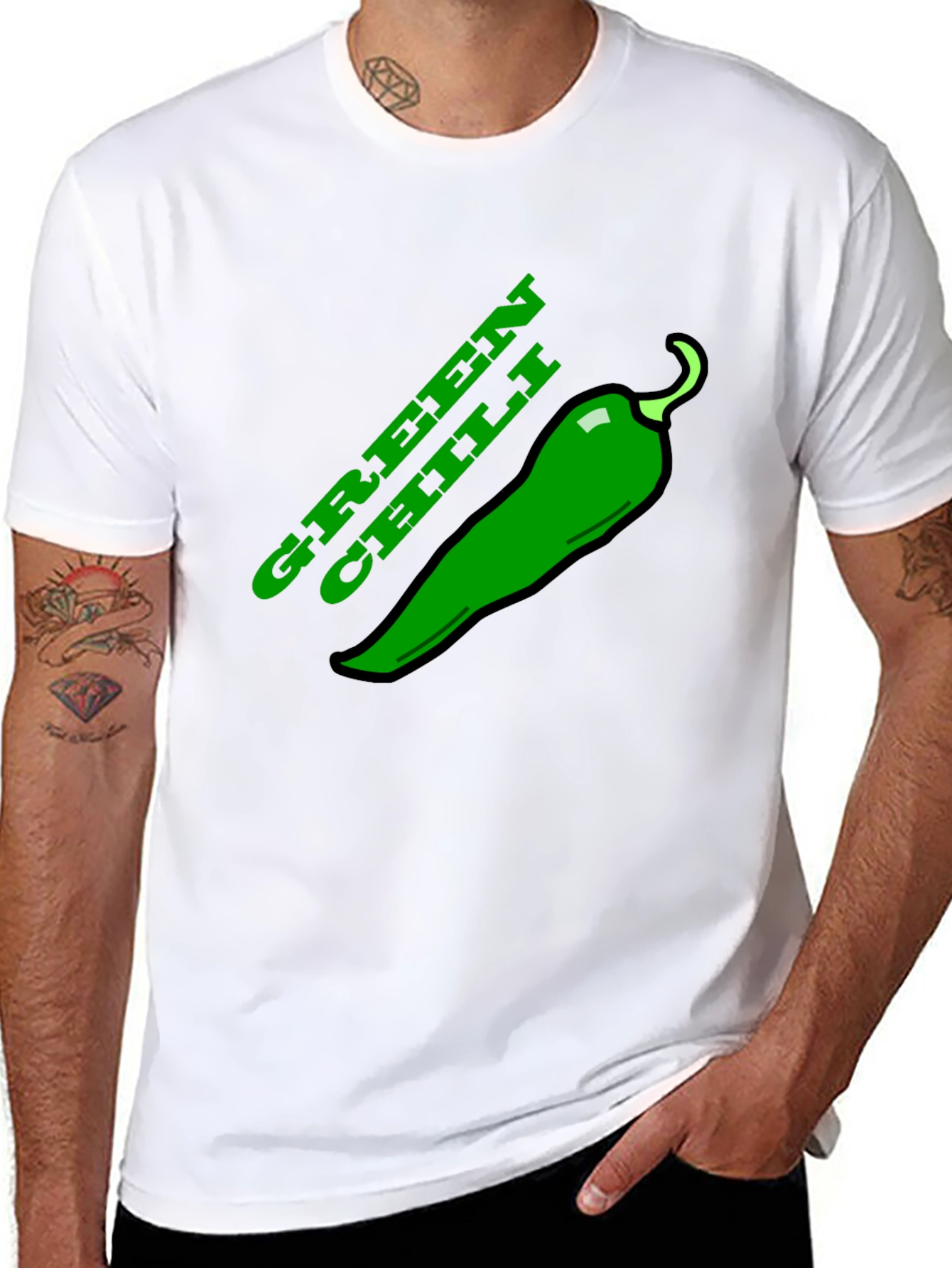 Green Chili Graphic Tee - Spicy Food Lovers T-Shirt
