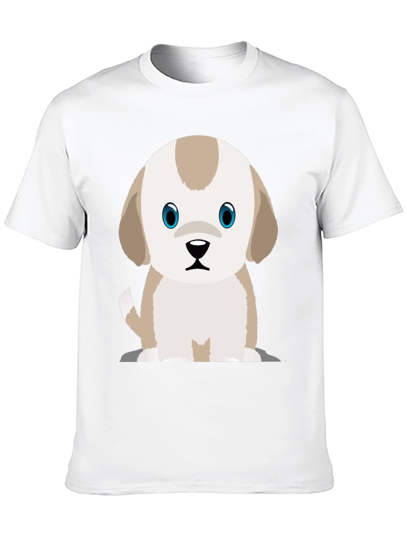 Cute Puppy Graphic Print Black T-Shirt